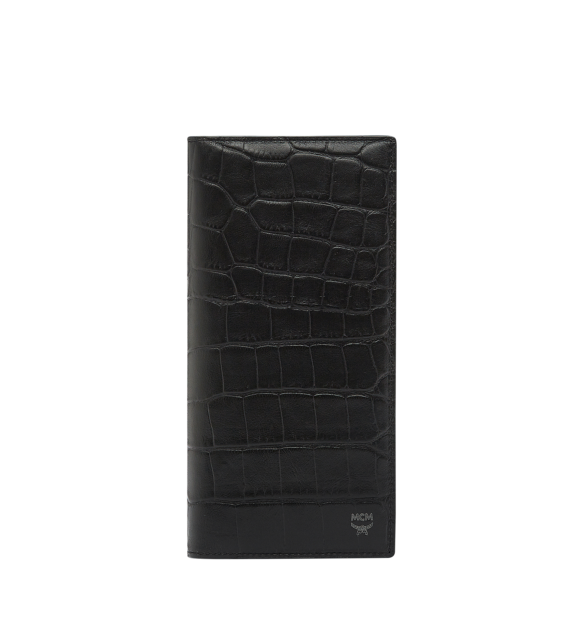 MCM Long Bifold Wallet in Croc Embossed Leather Black MXL7AOT22BK001 Alternate View 1