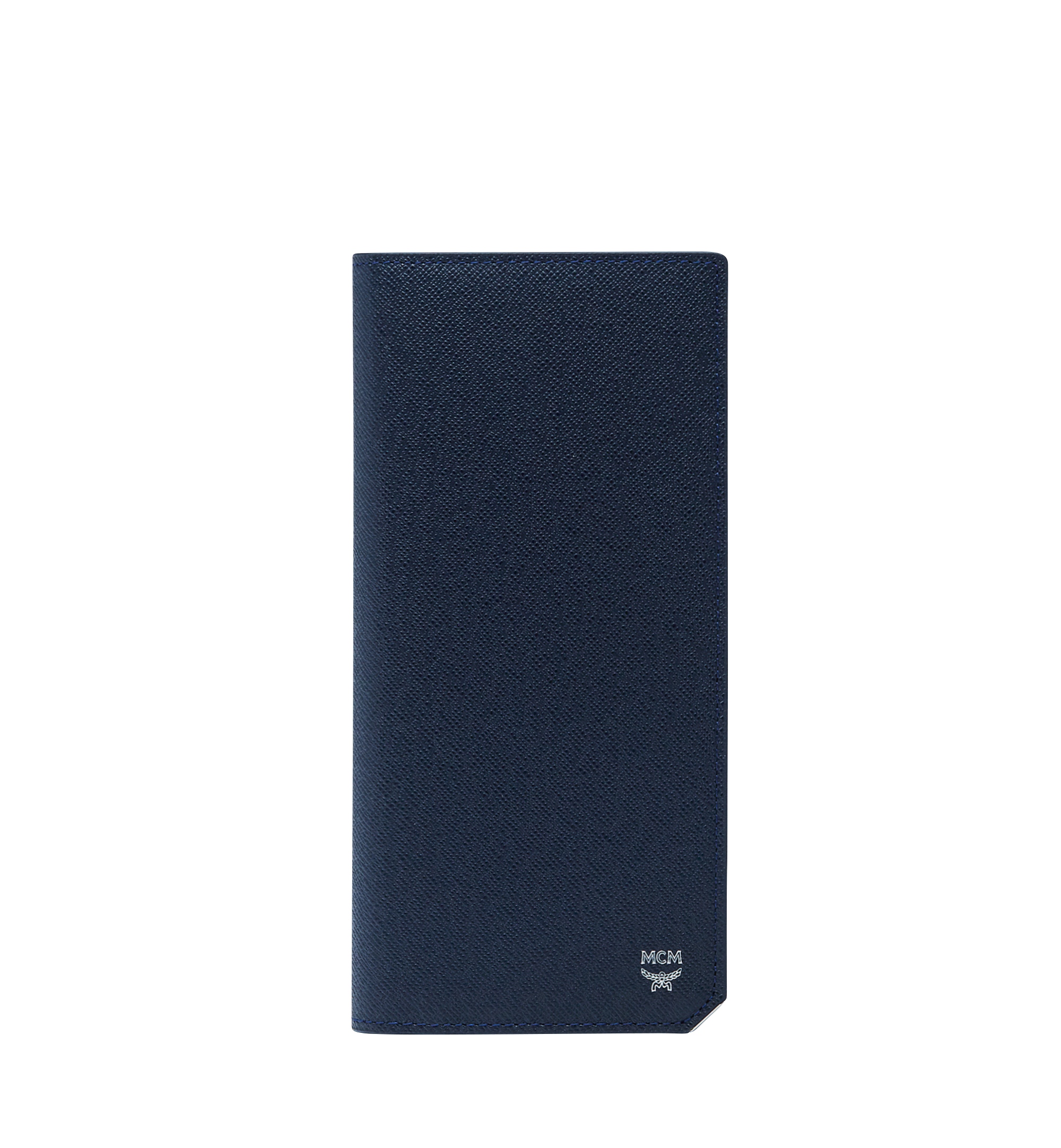 MCM New Bric Long Bifold Wallet in Embossed Leather Navy MXL8SLL50VY001 Alternate View 1