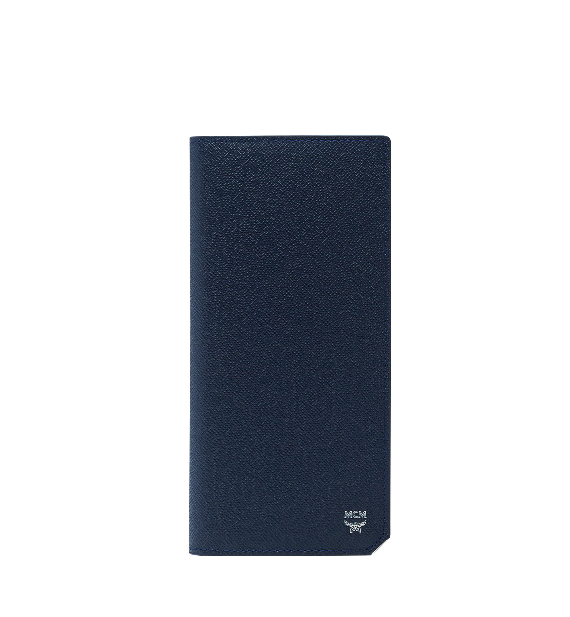 MCM New Bric Long Bifold Wallet in Embossed Leather Navy MXL8SLL92VY001 Alternate View 1