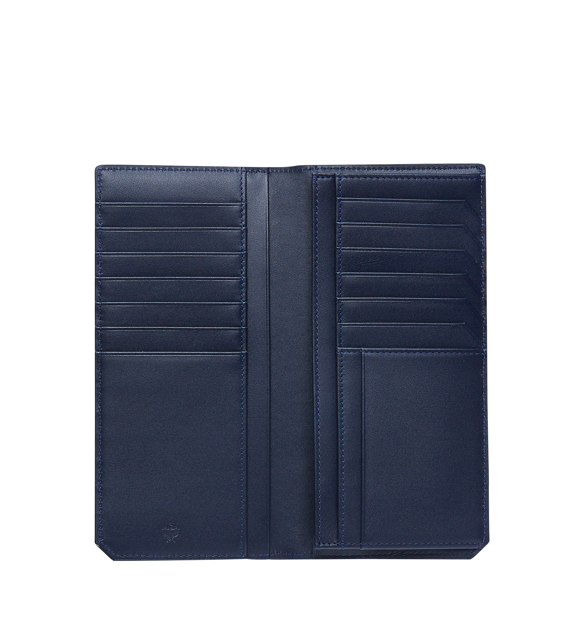 MCM New Bric Long Bifold Wallet in Embossed Leather Navy MXL8SLL92VY001 Alternate View 3
