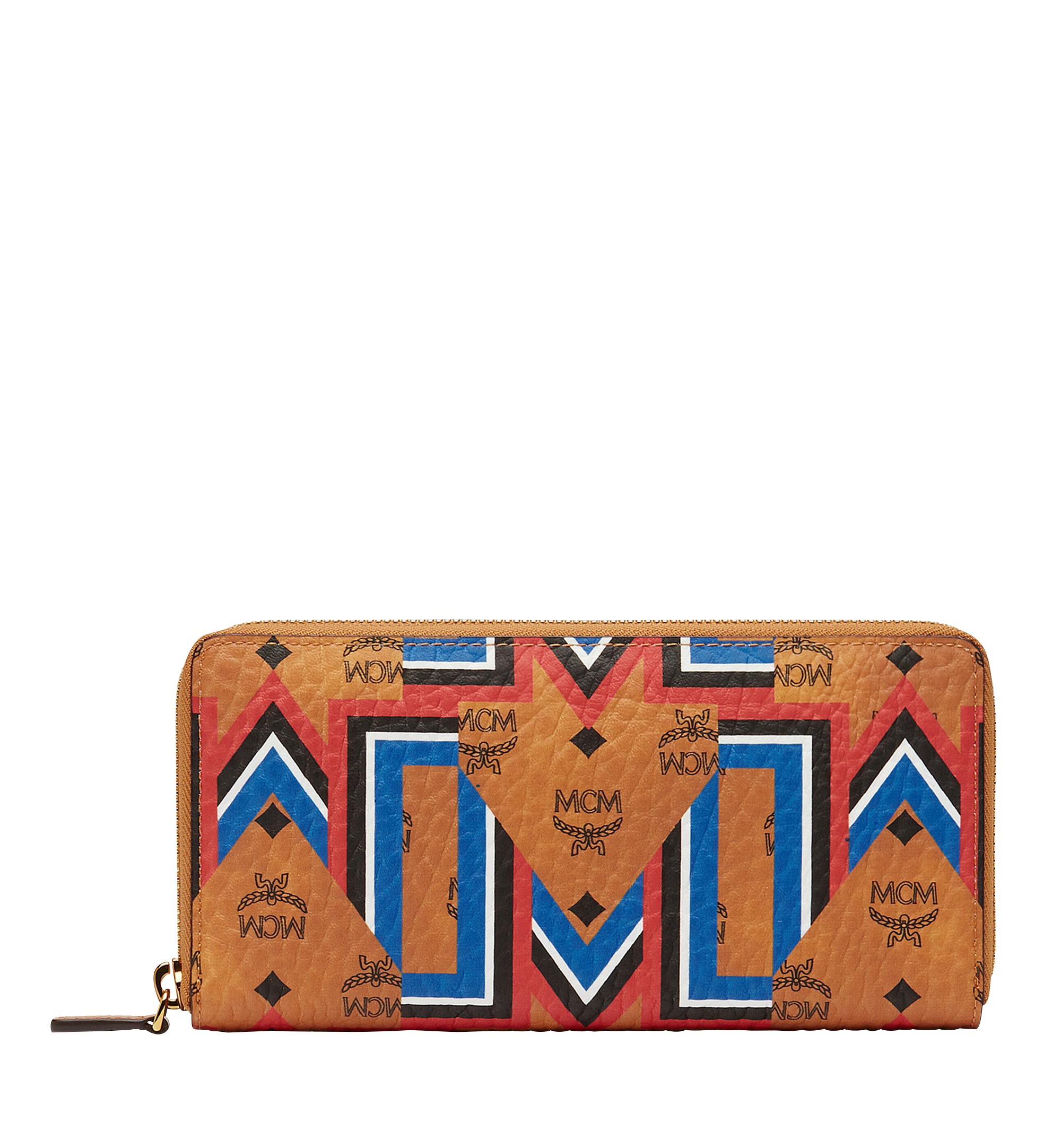 MCM Zip Around Wallet in Gunta M Stripe Visetos Cognac MXL8SVE51CO001 Alternate View 1