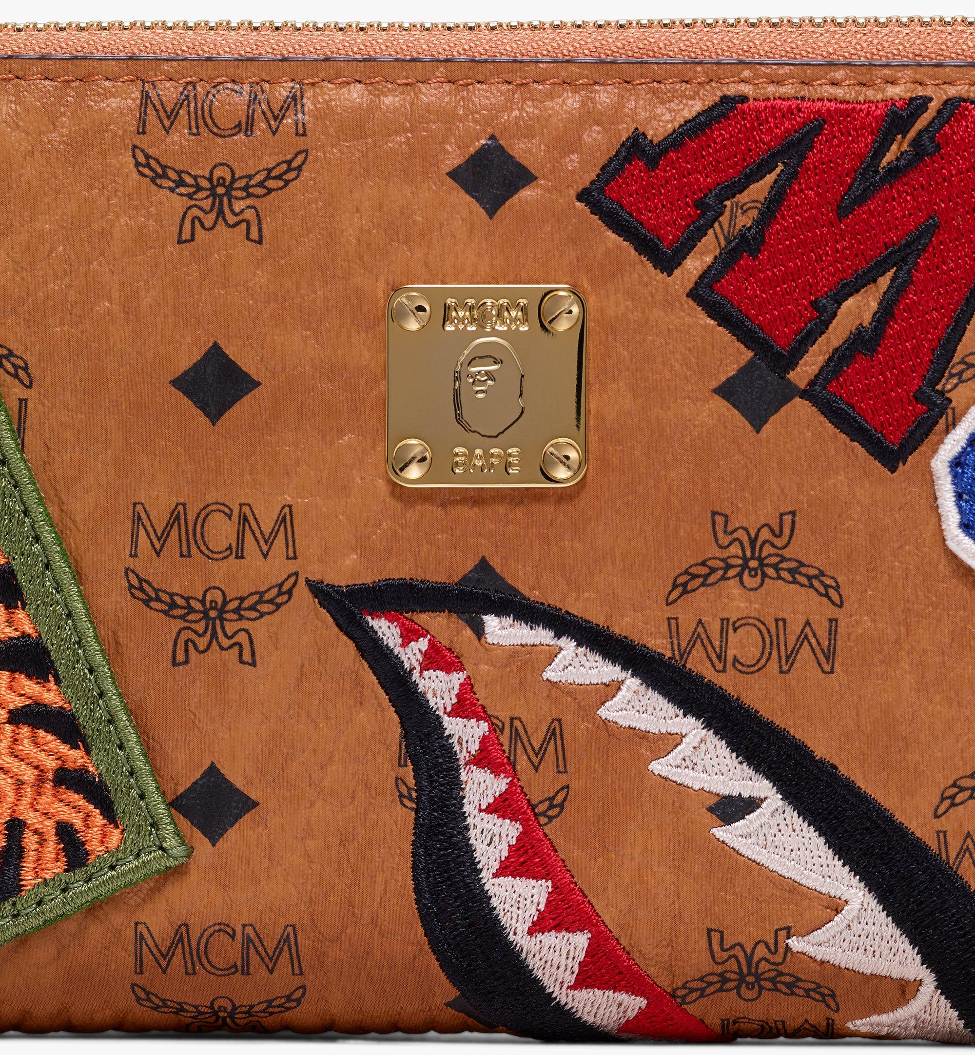 Large MCM x BAPE Shark Zip Wallet in Visetos Cognac | MCM ®CA