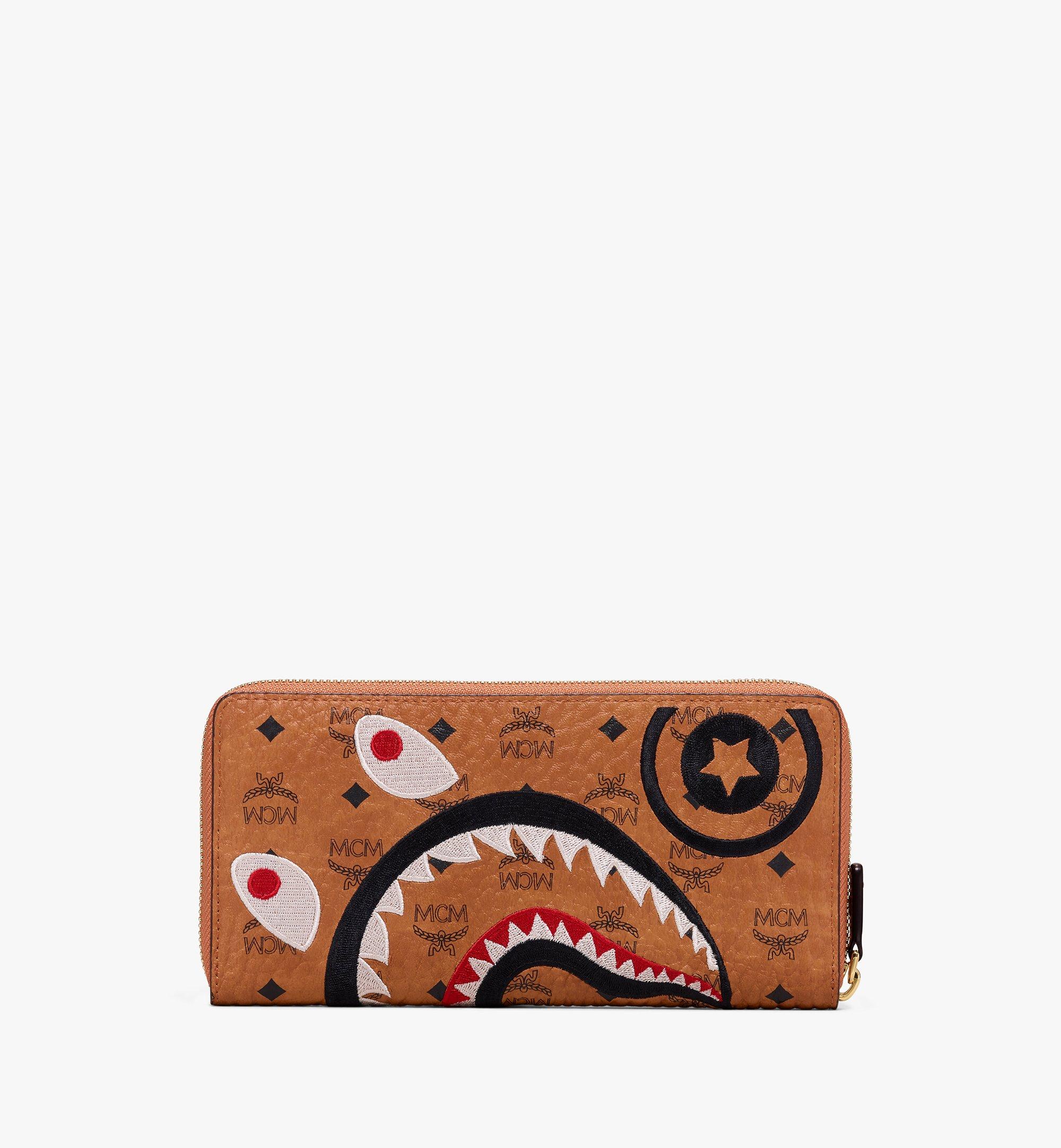 MCM x BAPE Shark Zip Wallet in Visetos