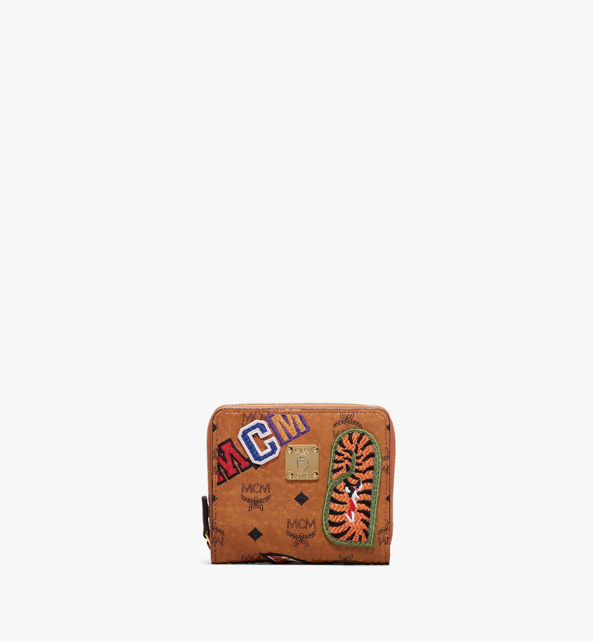 MCM MCM x BAPE Shark Mini Zip Wallet in Visetos Cognac MXL9AMB02CO001 Alternate View 1