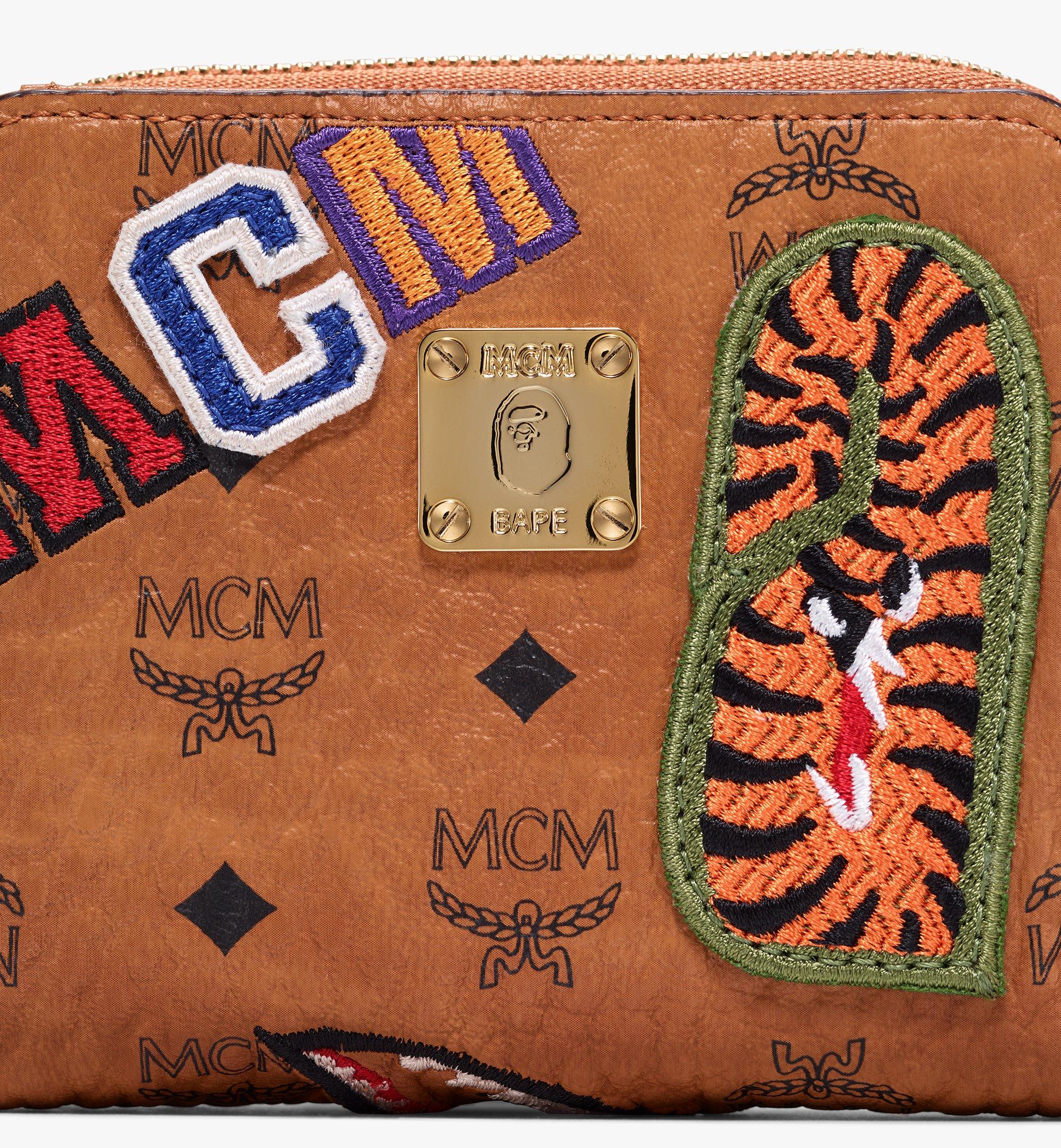 MCM MCM x BAPE Shark Mini Zip Wallet in Visetos Cognac MXL9AMB02CO001 Alternate View 1