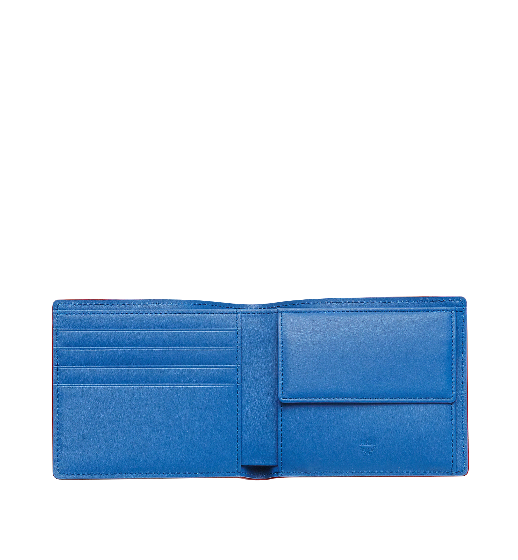 MCM Coburg Bifold Coin Wallet in Tipped Leather Blue MXS8SCE22HT001 Alternate View 3