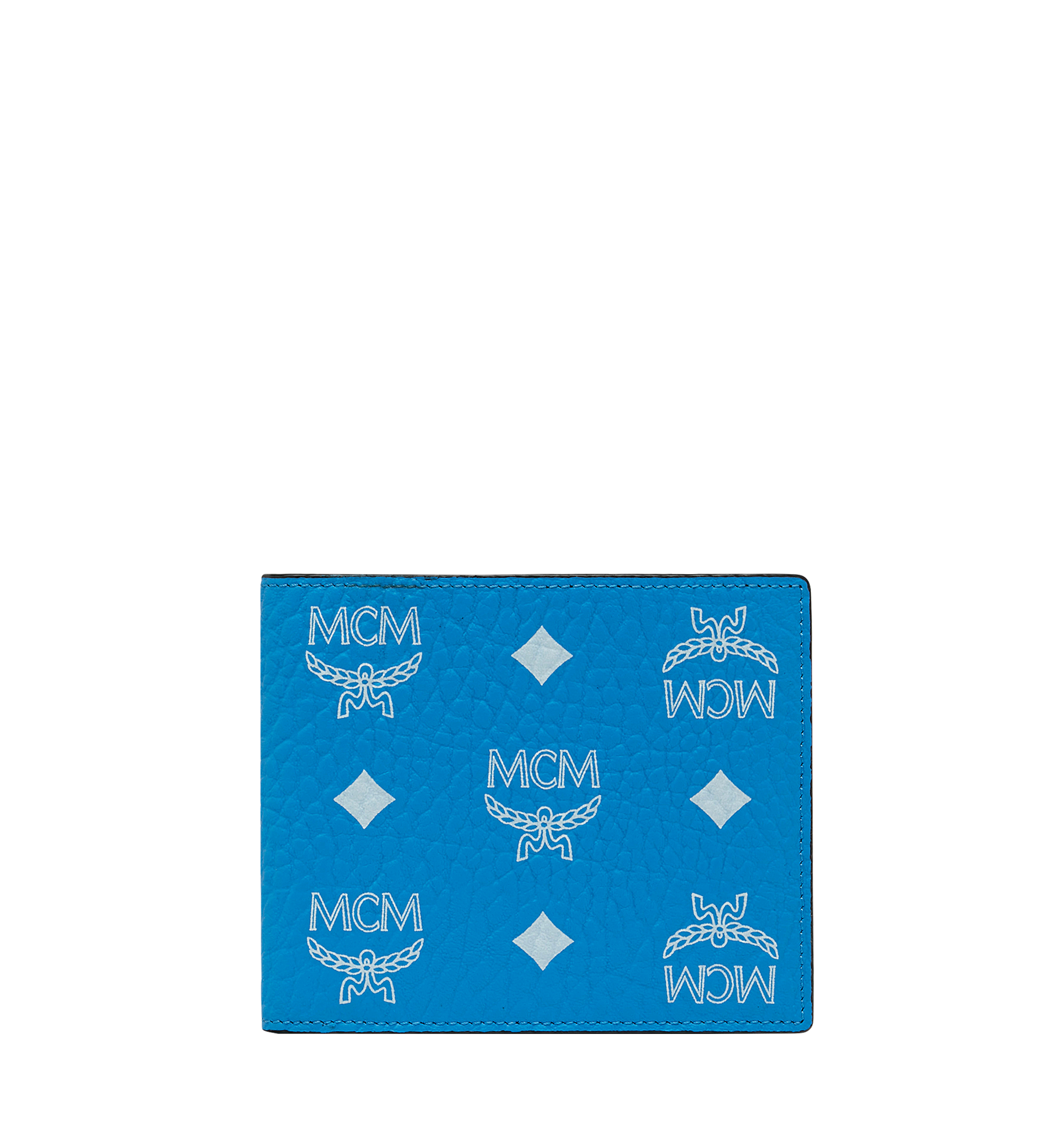 MCM Bifold Wallet in White Logo Visetos Blue MXS9SWA07HI001 Alternate View 1