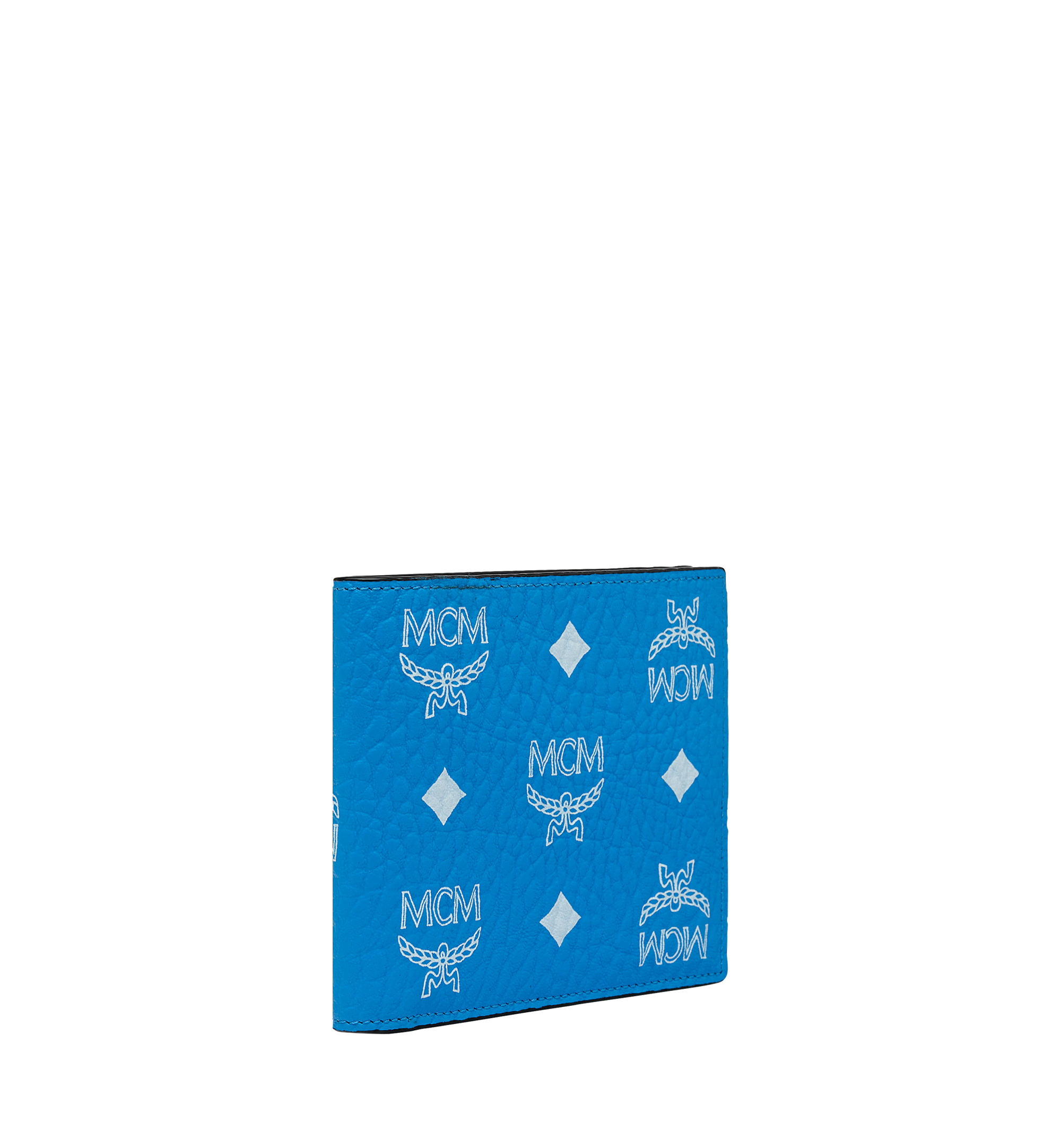 MCM Bifold Wallet in White Logo Visetos Blue MXS9SWA07HI001 Alternate View 1