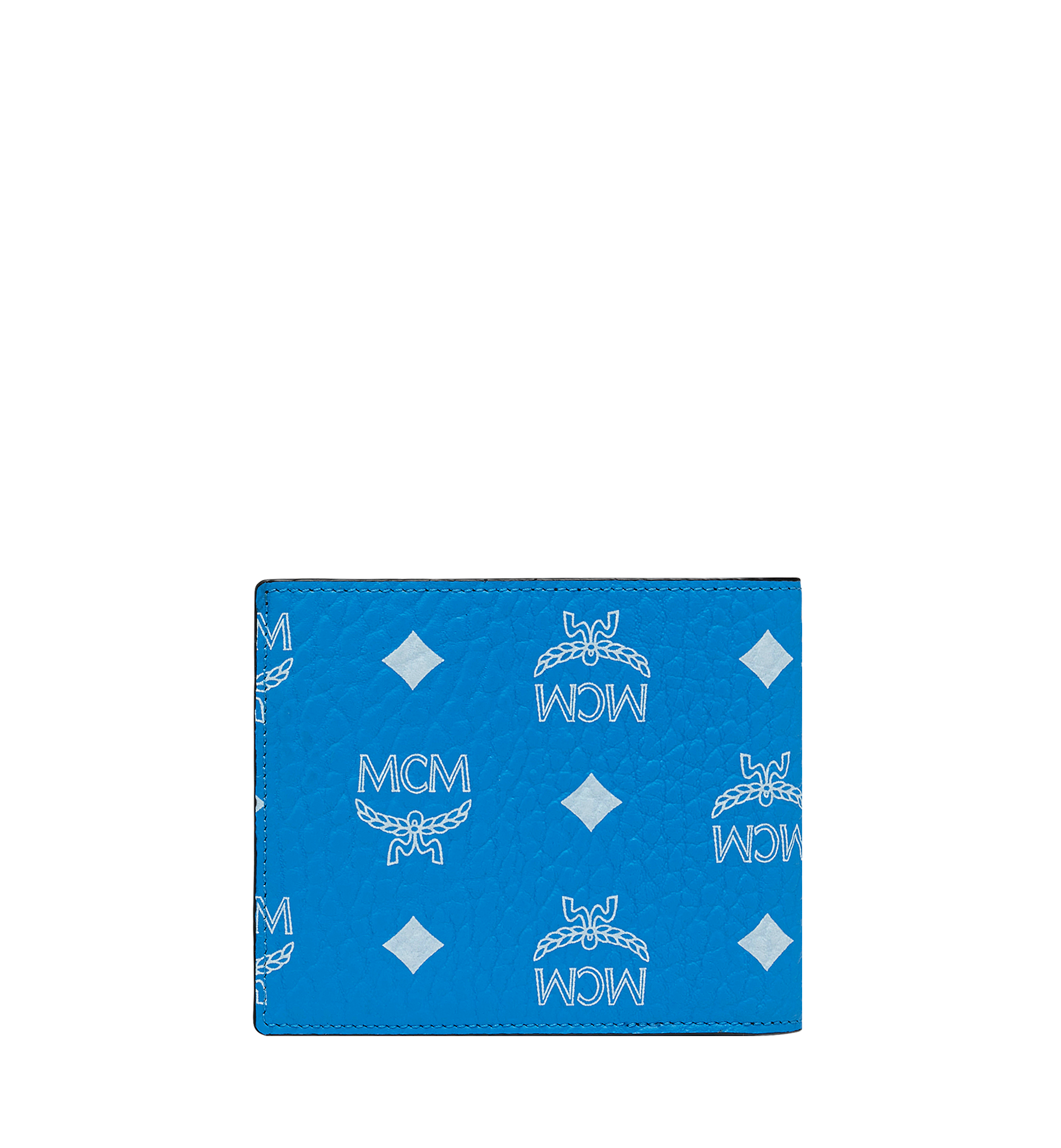 MCM Bifold Wallet in White Logo Visetos Blue MXS9SWA07HI001 Alternate View 2