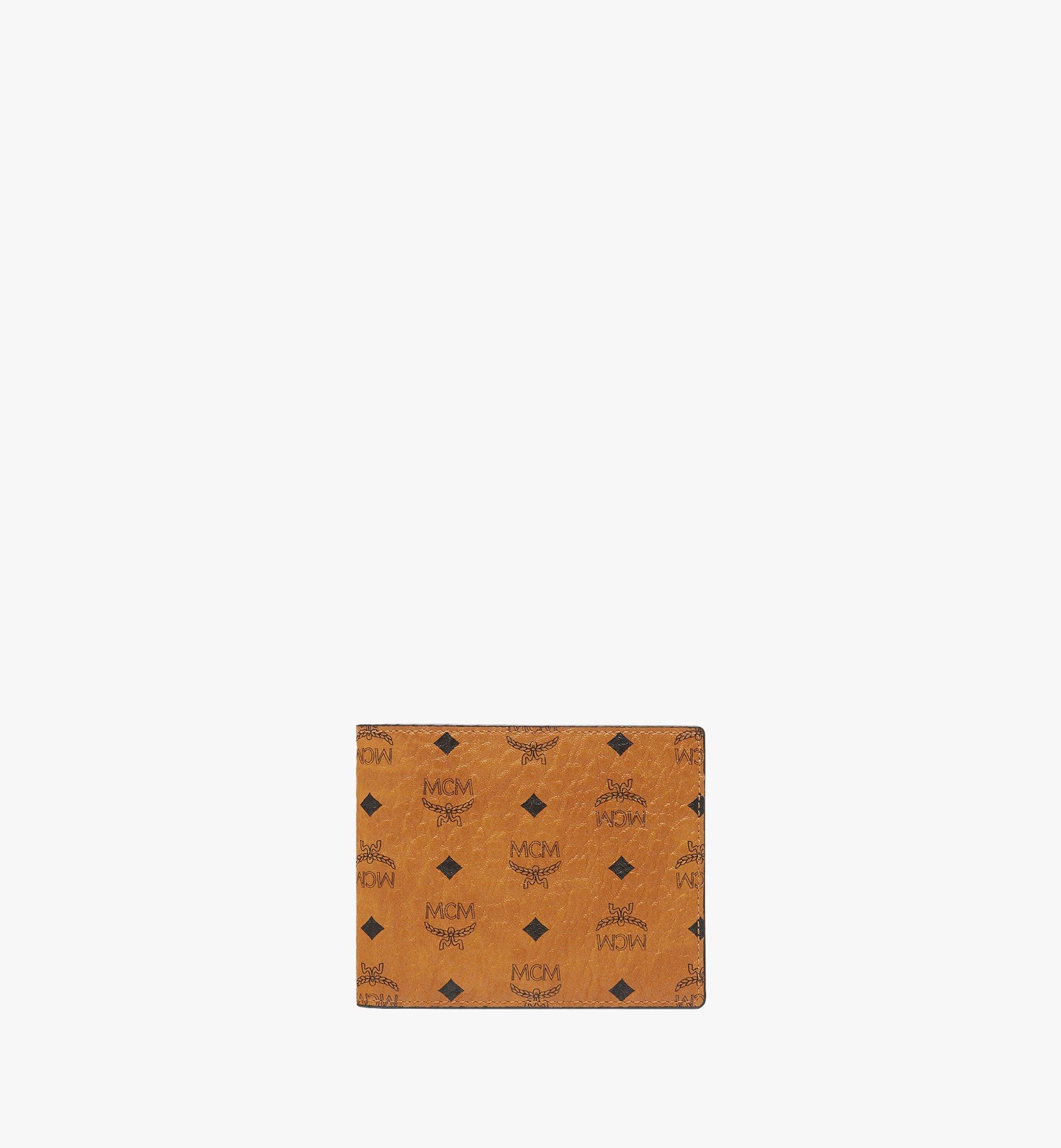 Mcm Visetos Original Coated Canvas Bifold Wallet Cognac