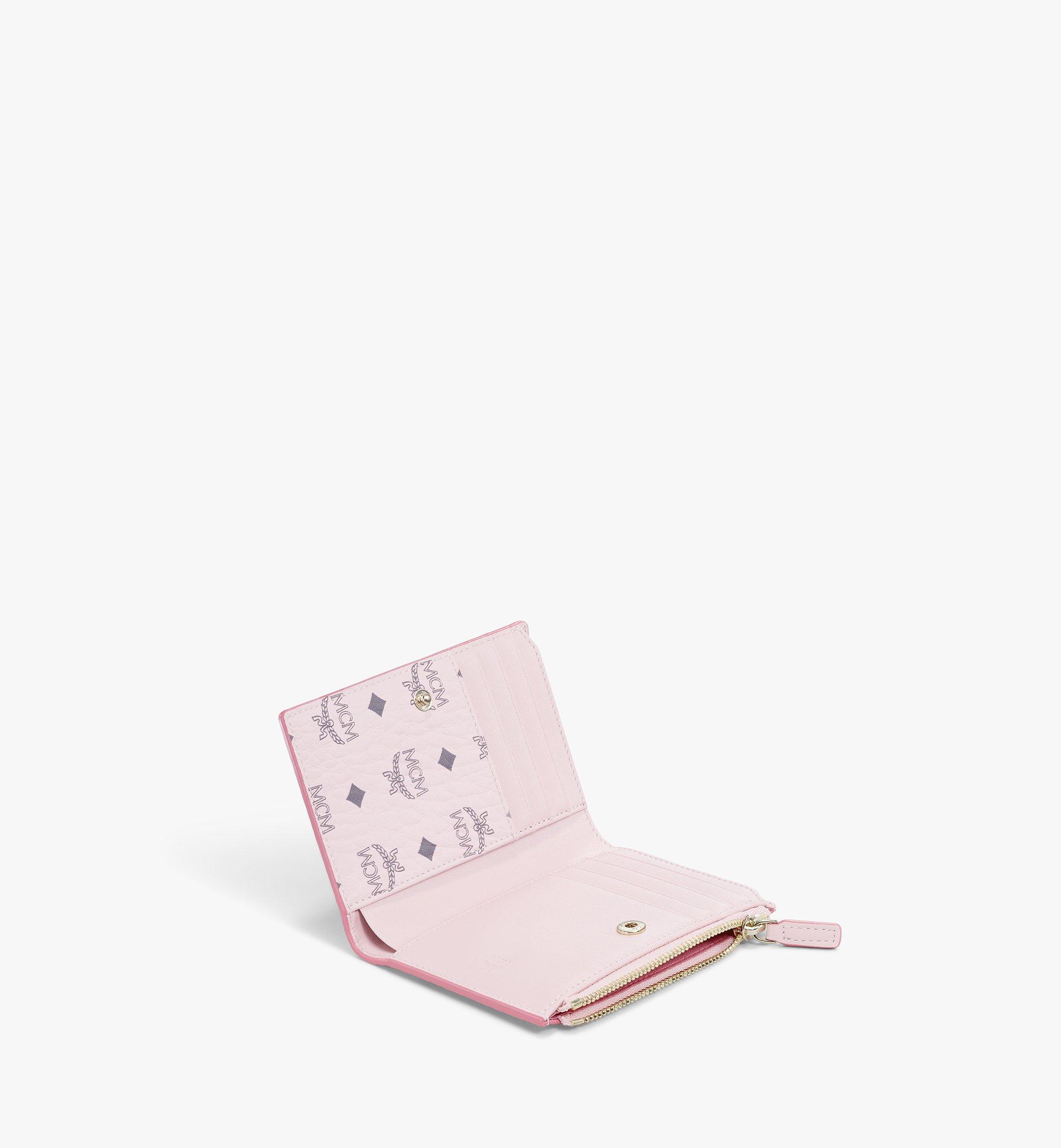 Mini Bifold Zip Card Wallet In Visetos Original Pink Mcm My