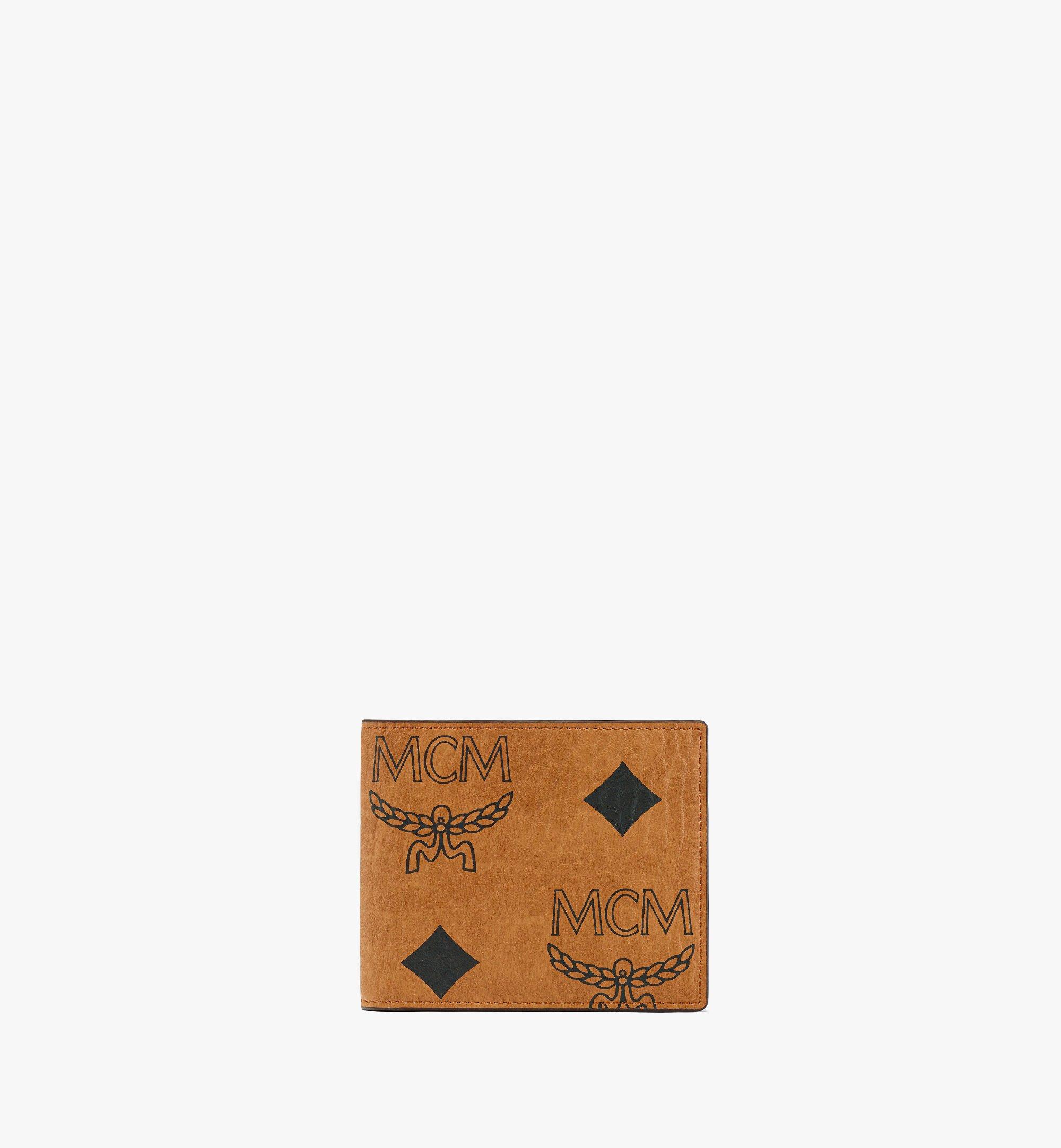 Mcm Bifold Wallet In Maxi Visetos In Cognac