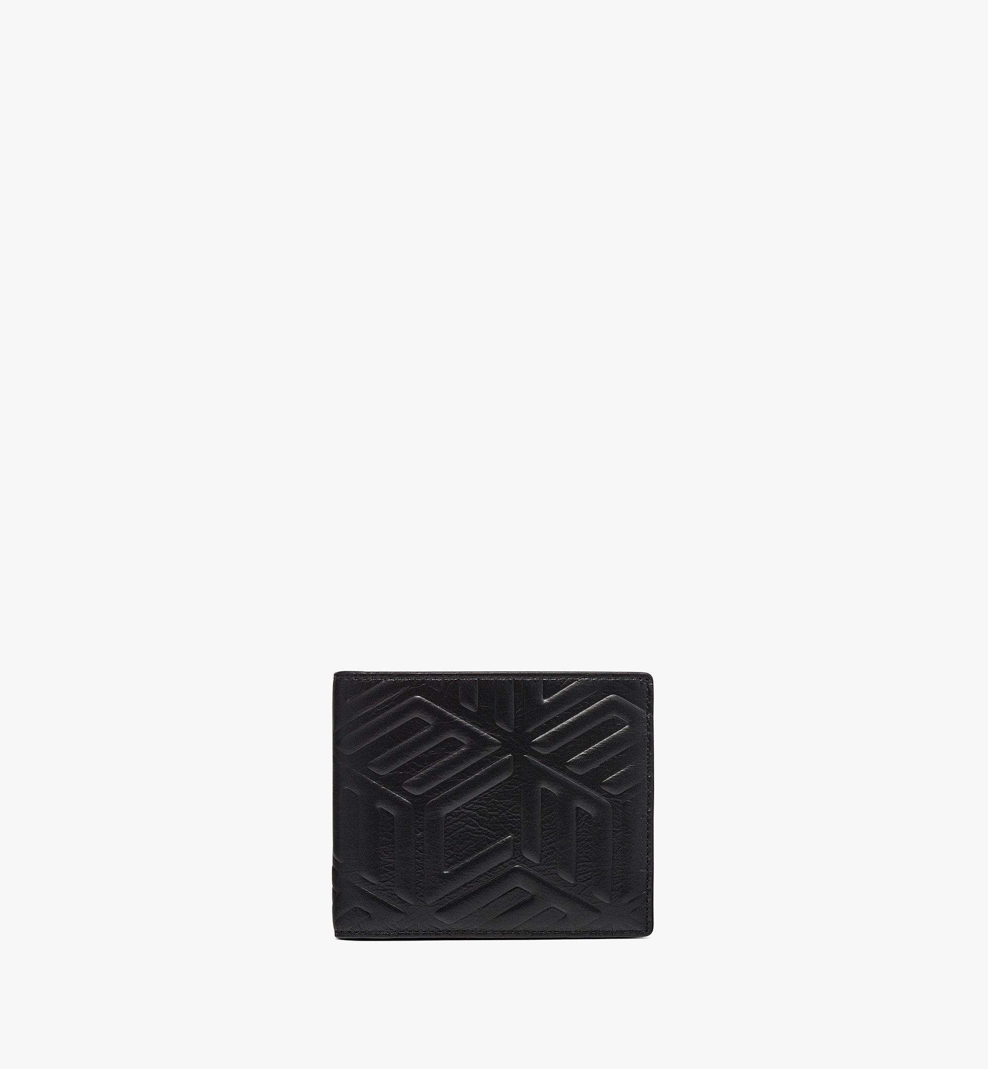 MCM Aren Bifold Wallet in Crushed Cubic Leather Black MXSDATA02BK001 Alternate View 1