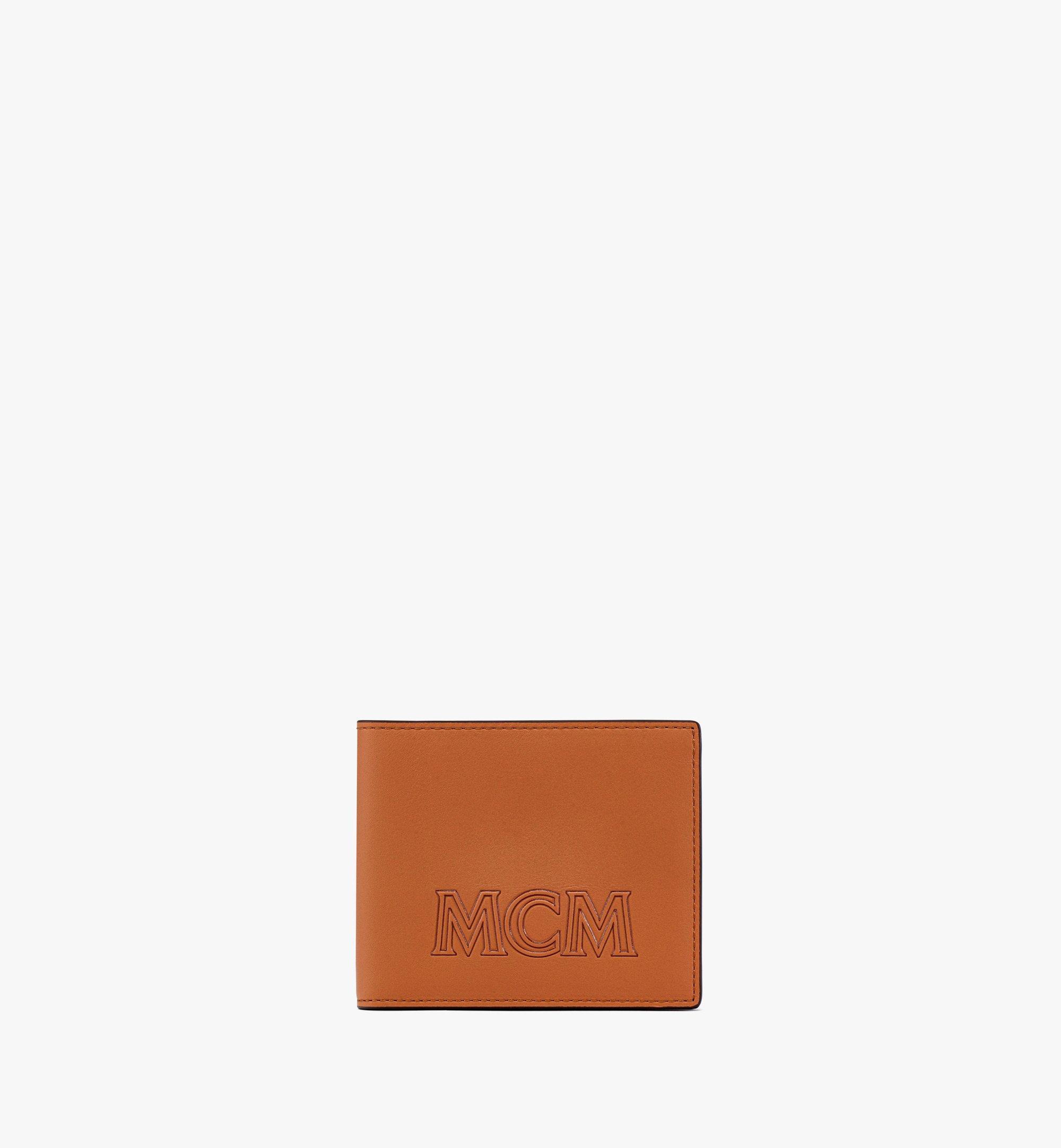 Mcm Aren Bifold Wallet In Spanish Calf Leather In Cognac