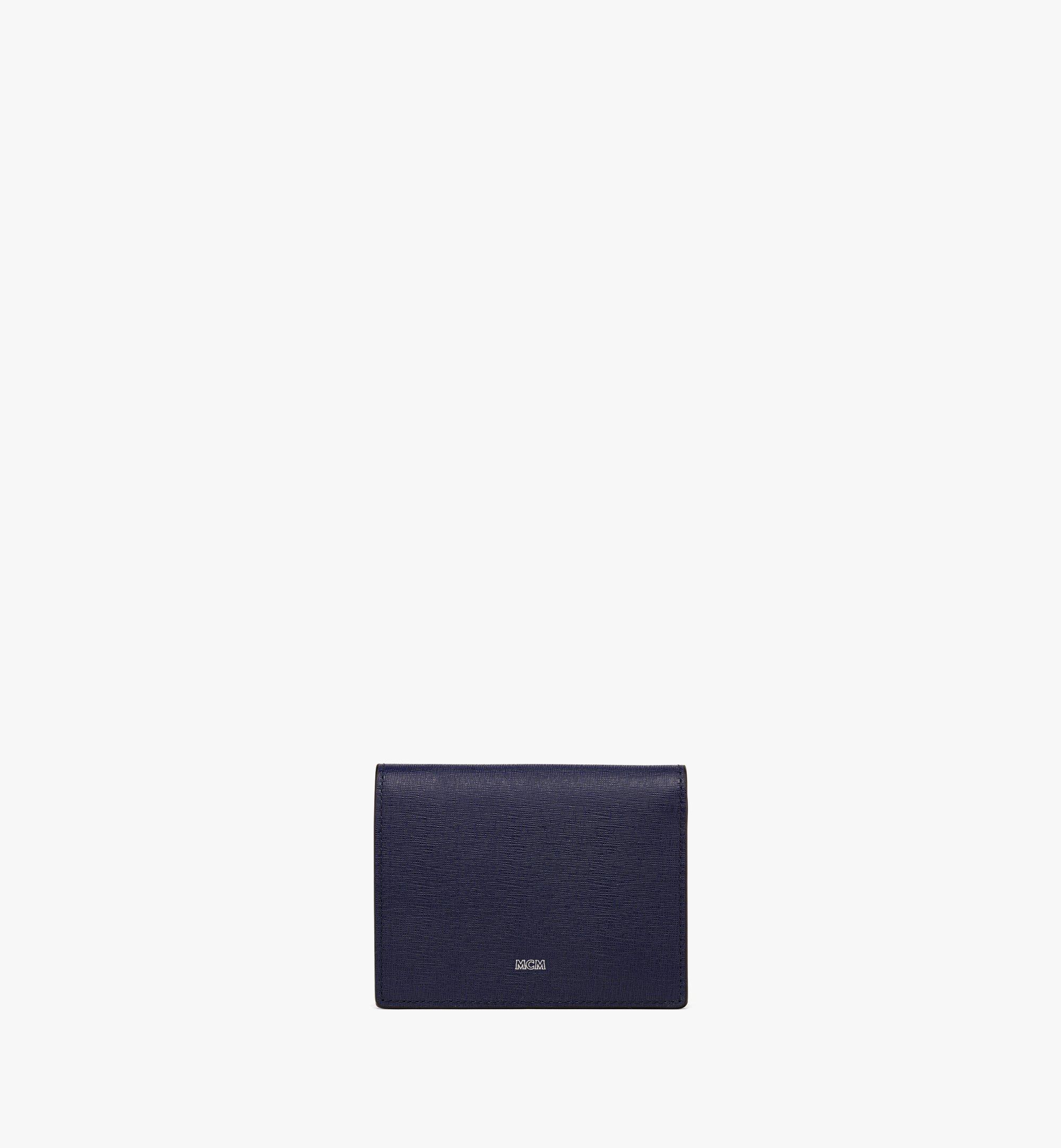 One Size Aren Bifold Wallet in Embossed Leather Blue | MCM ®CN