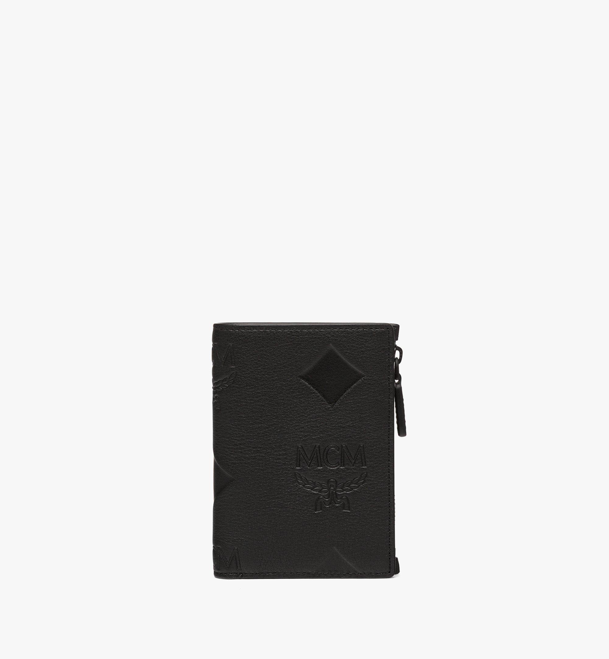 Mcm Aren Snap Wallet In Maxi Monogram Leather In Black