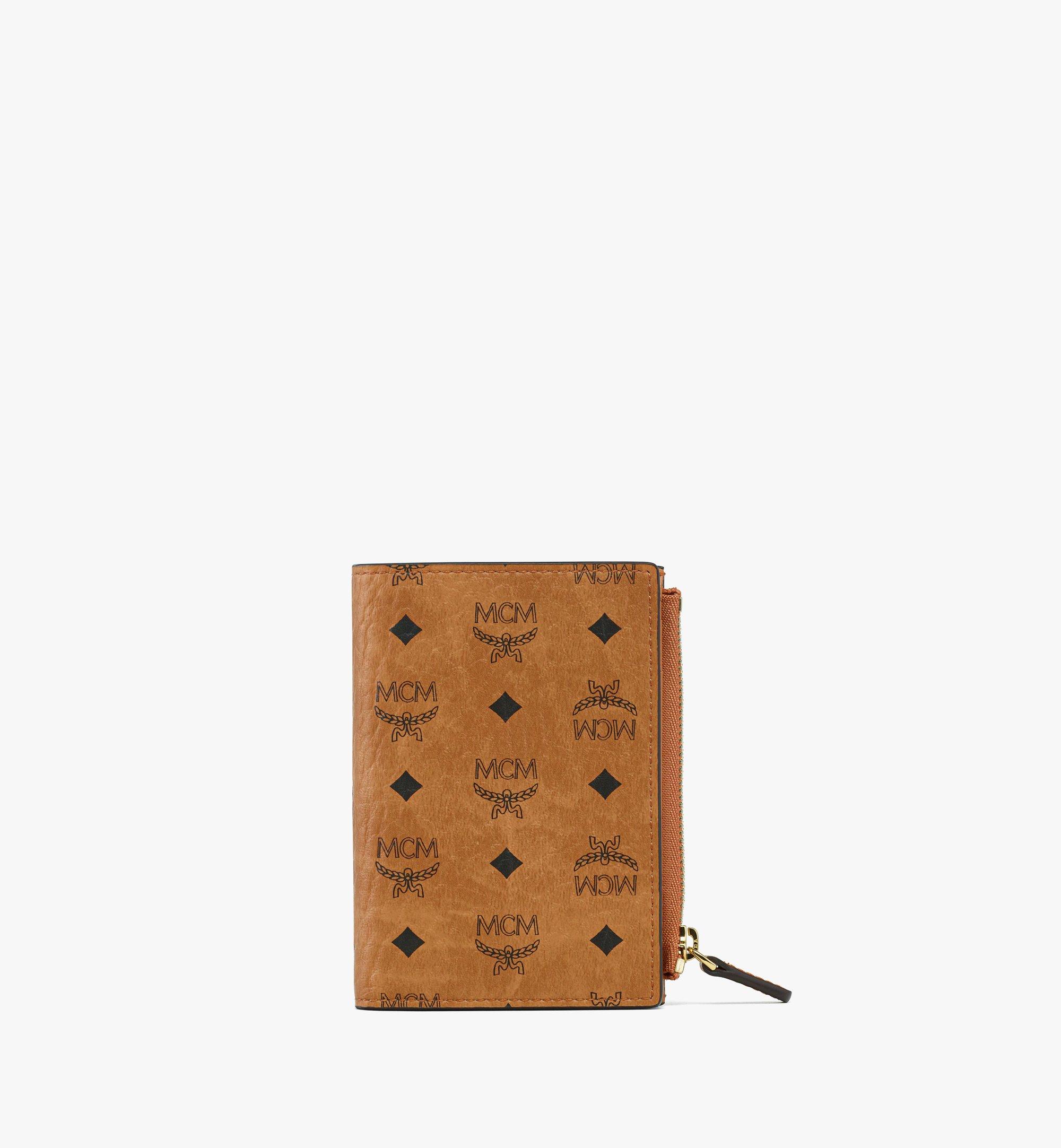 アクセサリー MCM bifold wallet Rank A unused MCM Bifold Visetos Leather Zip Card Wallet Cognac
