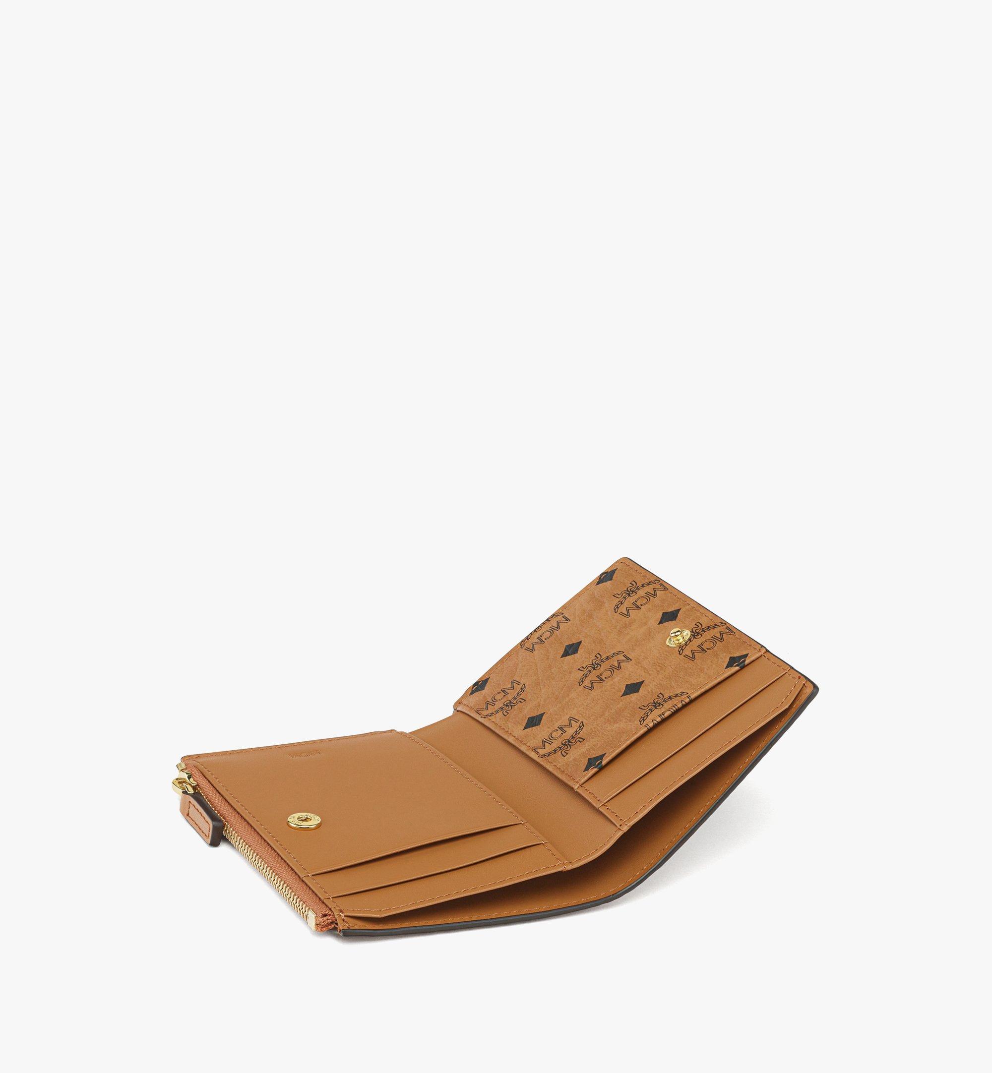 One Size Bifold Zip Card Wallet in Visetos Original Cognac | MCM ®US