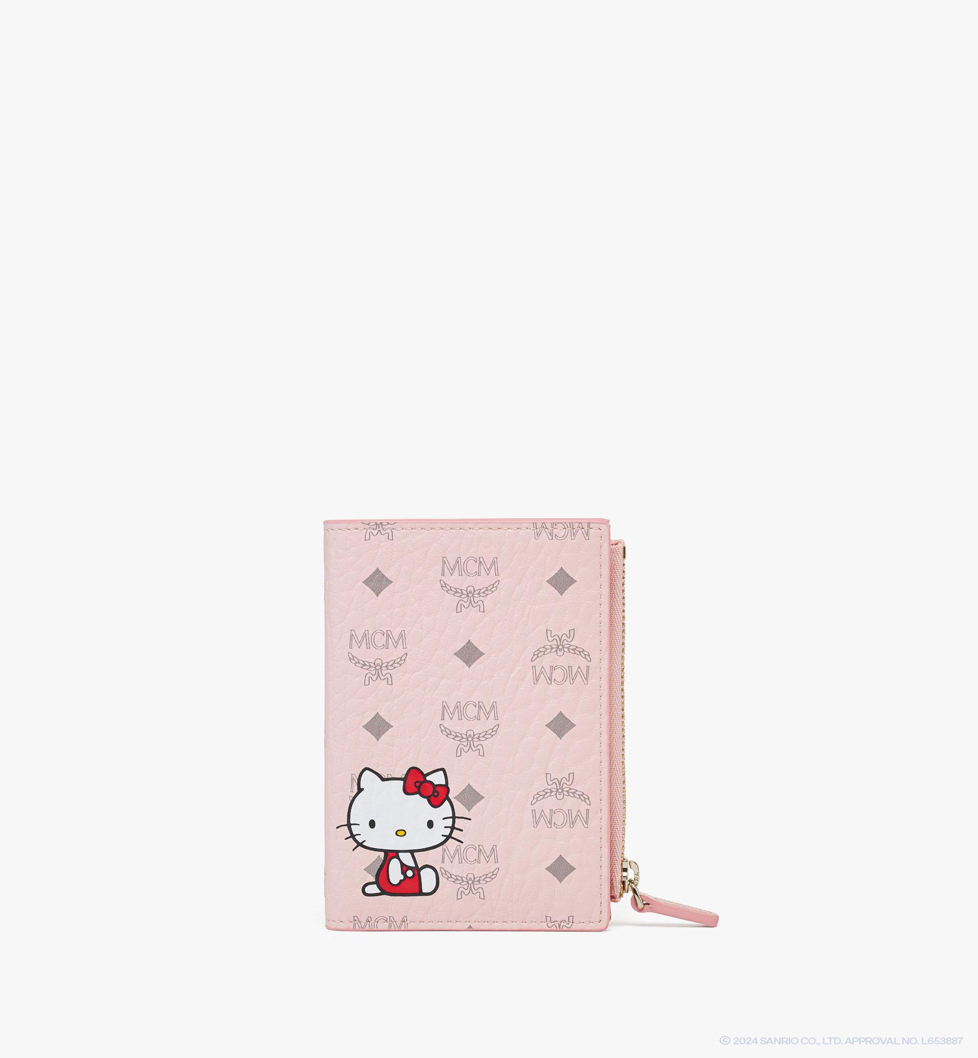 MCM MCM x HELLO KITTY Bifold Zip Card Wallet in Visetos Pink MXSFSTA03QH001 Alternate View 1
