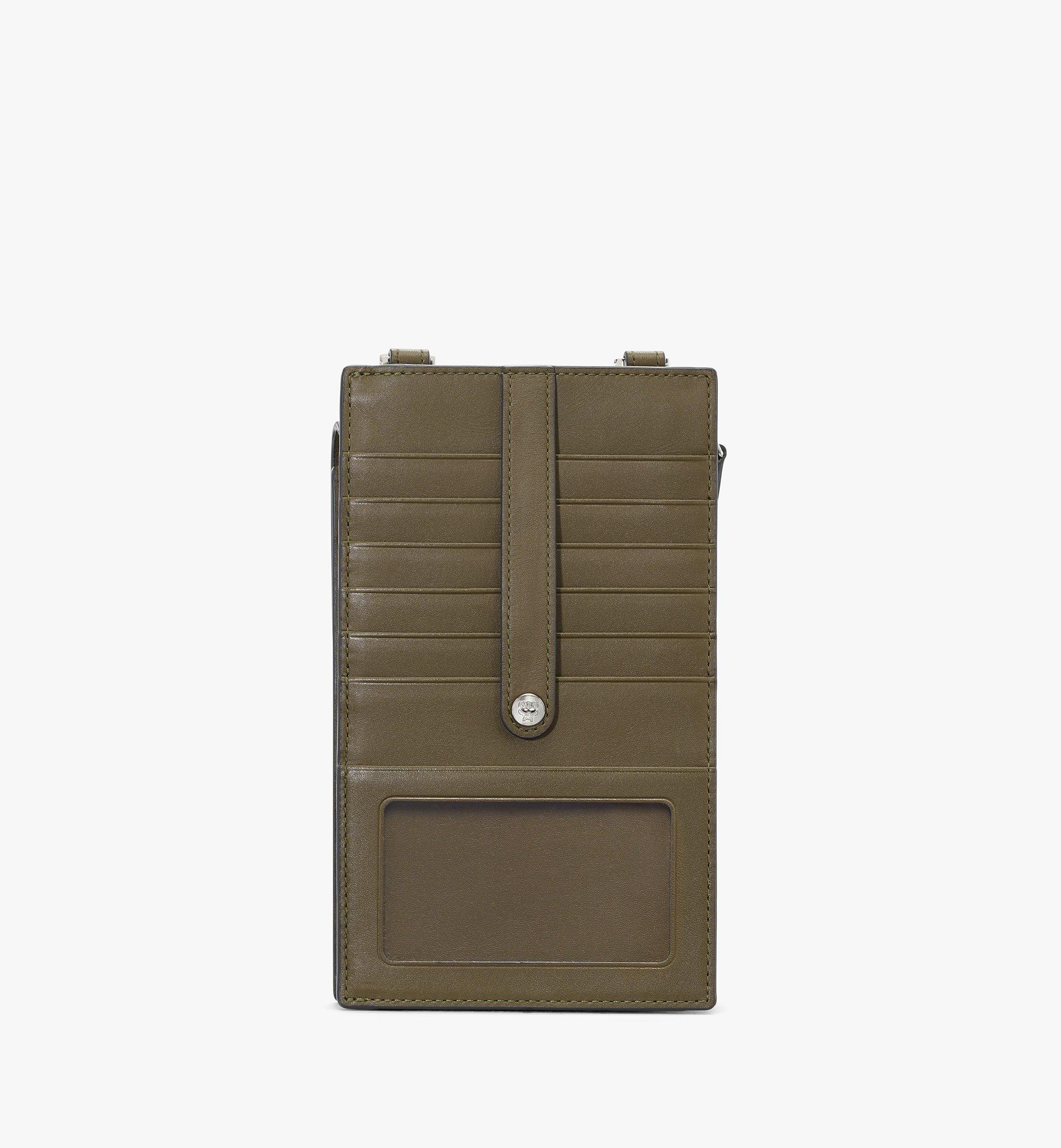 One Size Crossbody Phone Case In Visetos Original Green Mcm Lu