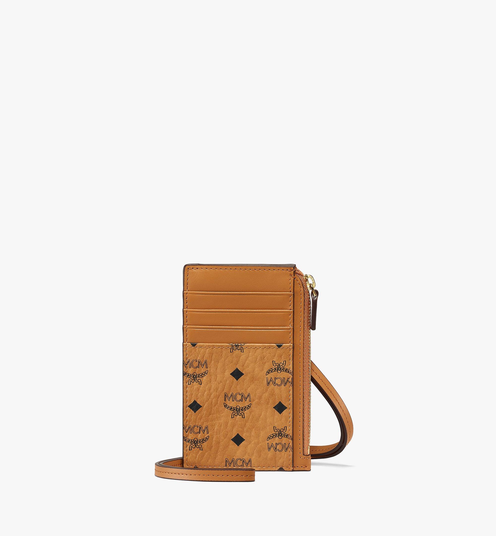 MCM Lanyard Card Holder in Visetos Original Cognac MXZAAVI08CO001 Alternate View 1