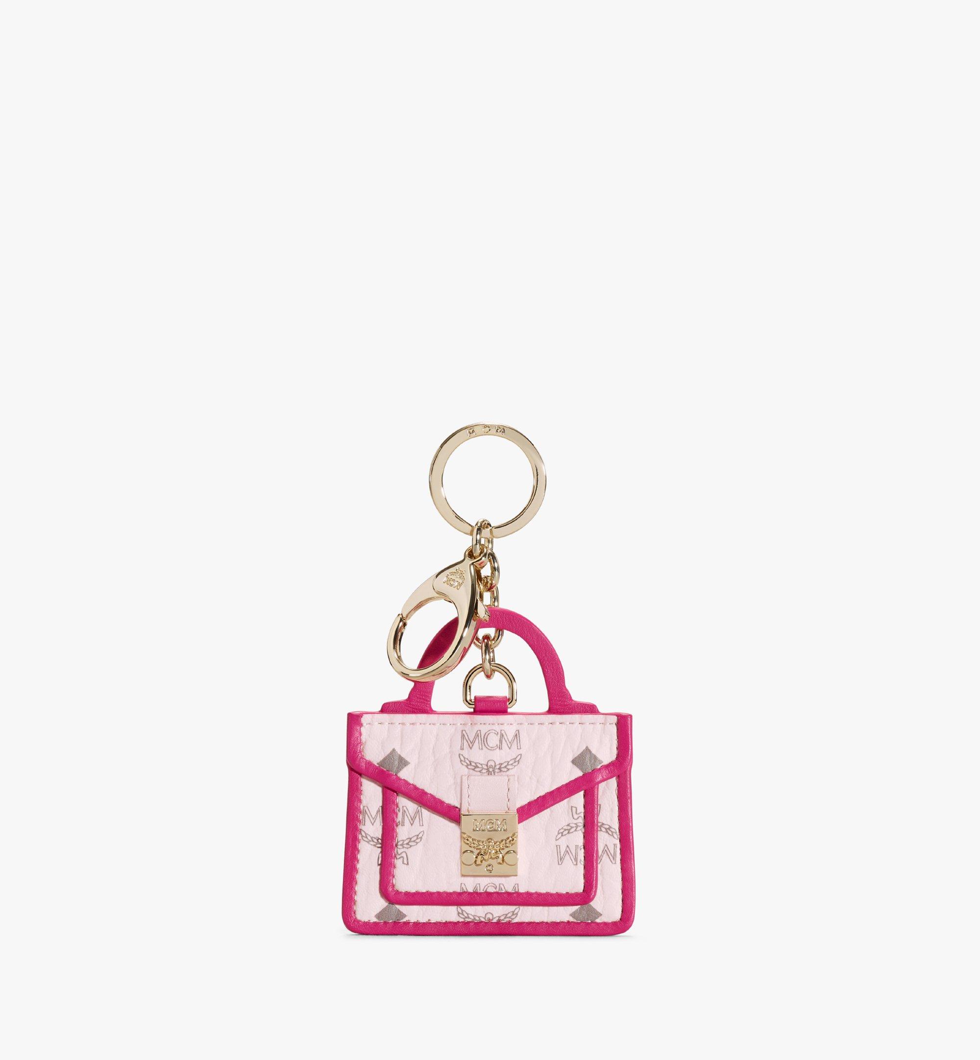 MCM Tracy Satchel 2D Charm in Visetos Pink MXZAAVI19QH001 Alternate View 1