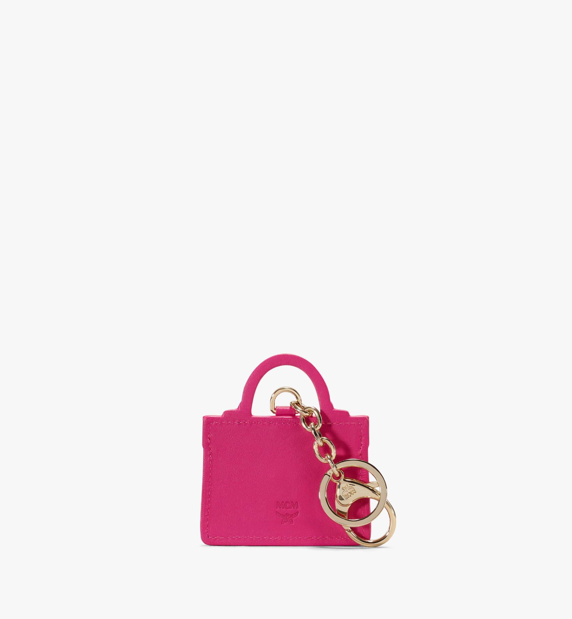 MCM Tracy Satchel 2D Charm in Visetos Pink MXZAAVI19QH001 Alternate View 1