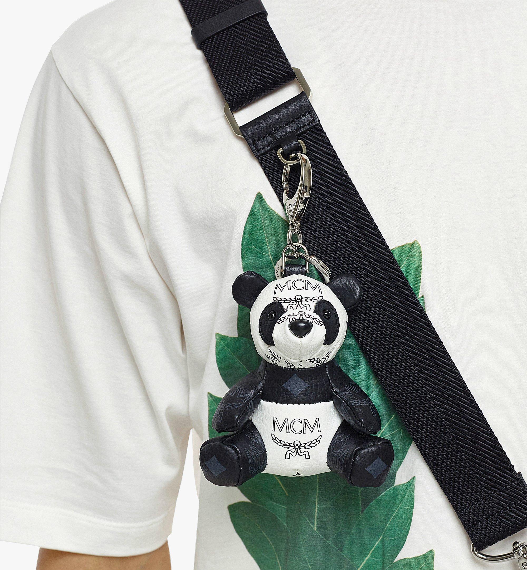 MCM Panda Animal Charm in Visetos White MXZAAXA01WT001 Alternate View 2