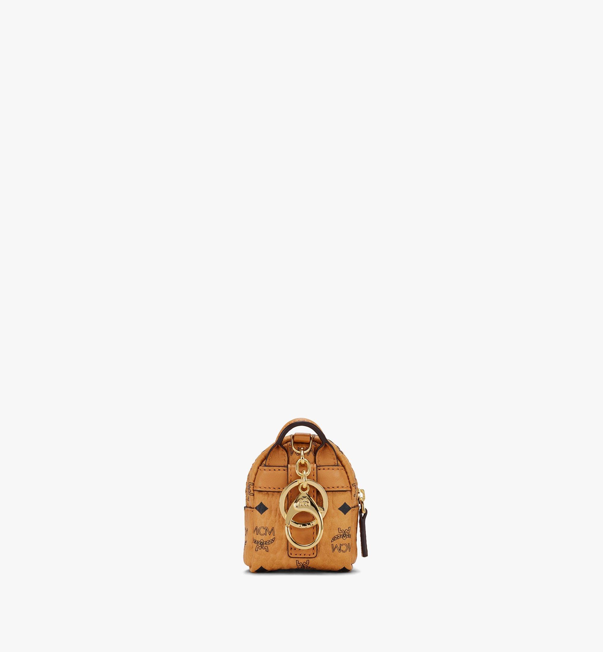 One Size Backpack Charm with Crossbody Strap in Visetos Cognac 