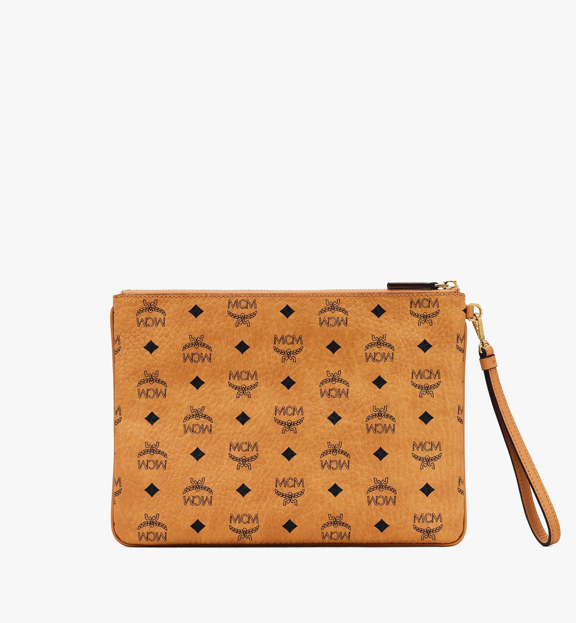 MCM Wristlet Zip Pouch in Visetos Cognac MXZASVI10CO001 Alternate View 1