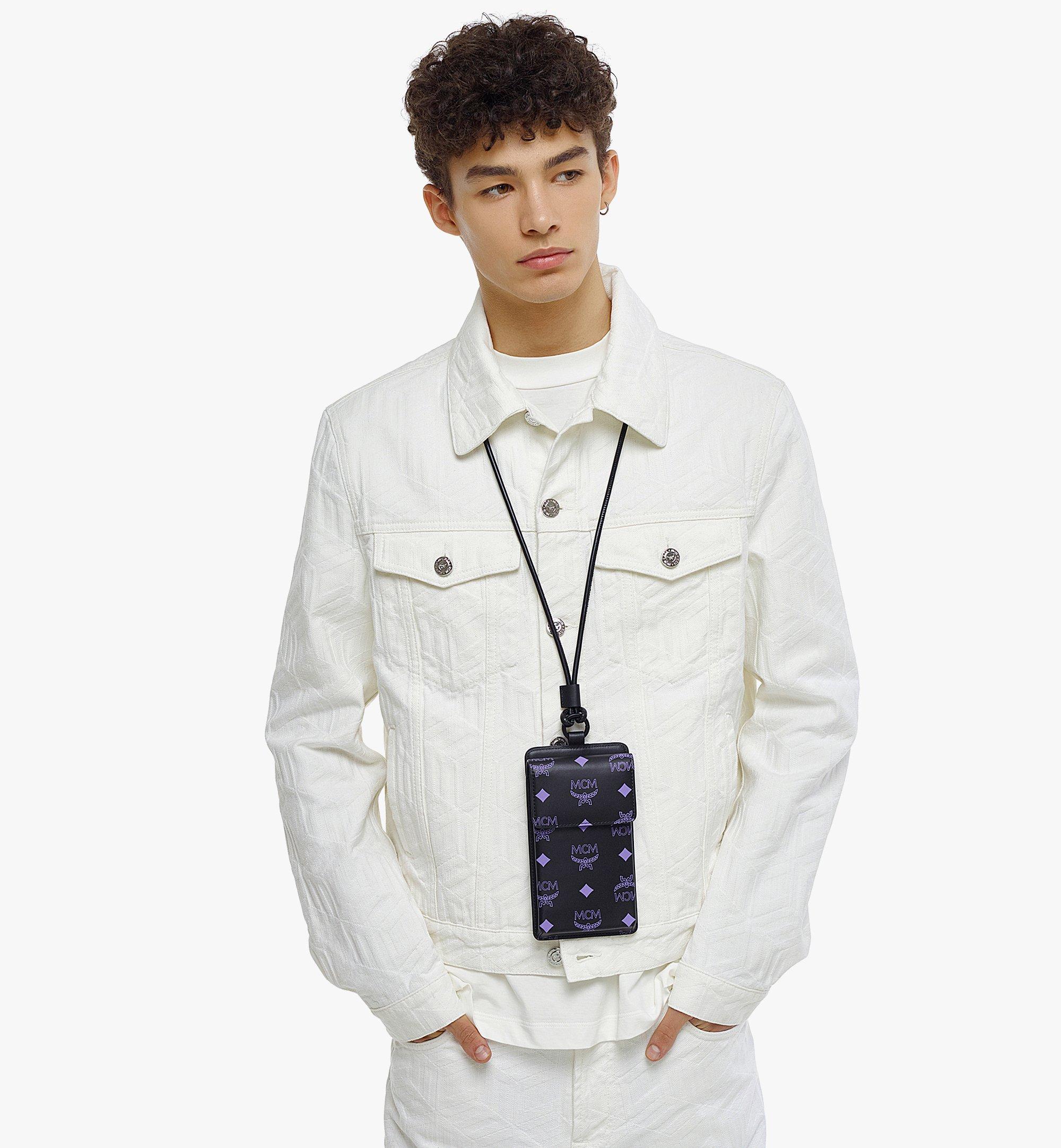 One Size Lanyard Phone Case in Color Splash Logo Leather Purple | MCM ®TH