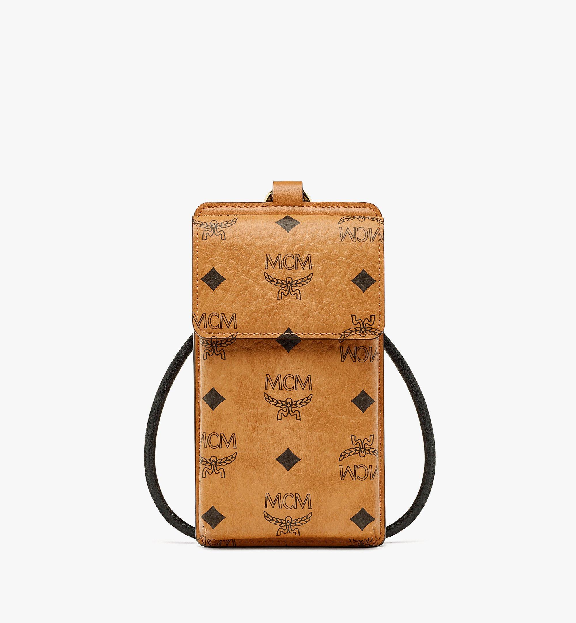 One Size Crossbody Phone Case in Visetos Cognac