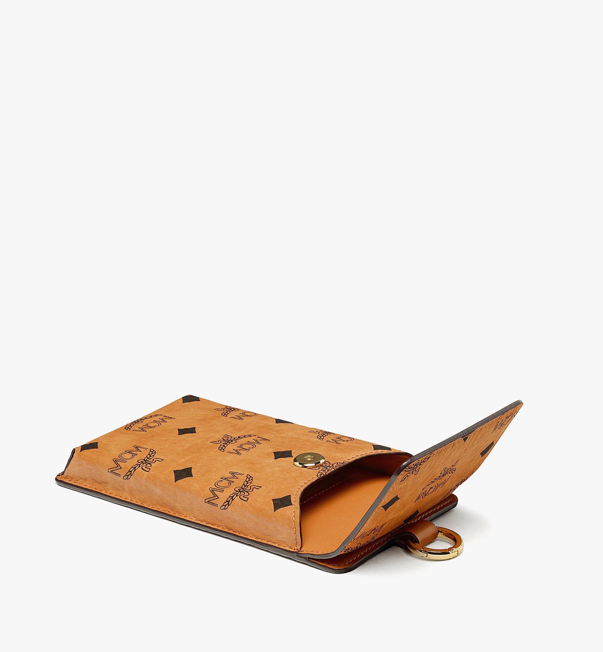 One Size Lanyard Card Holder in Visetos Original Cognac