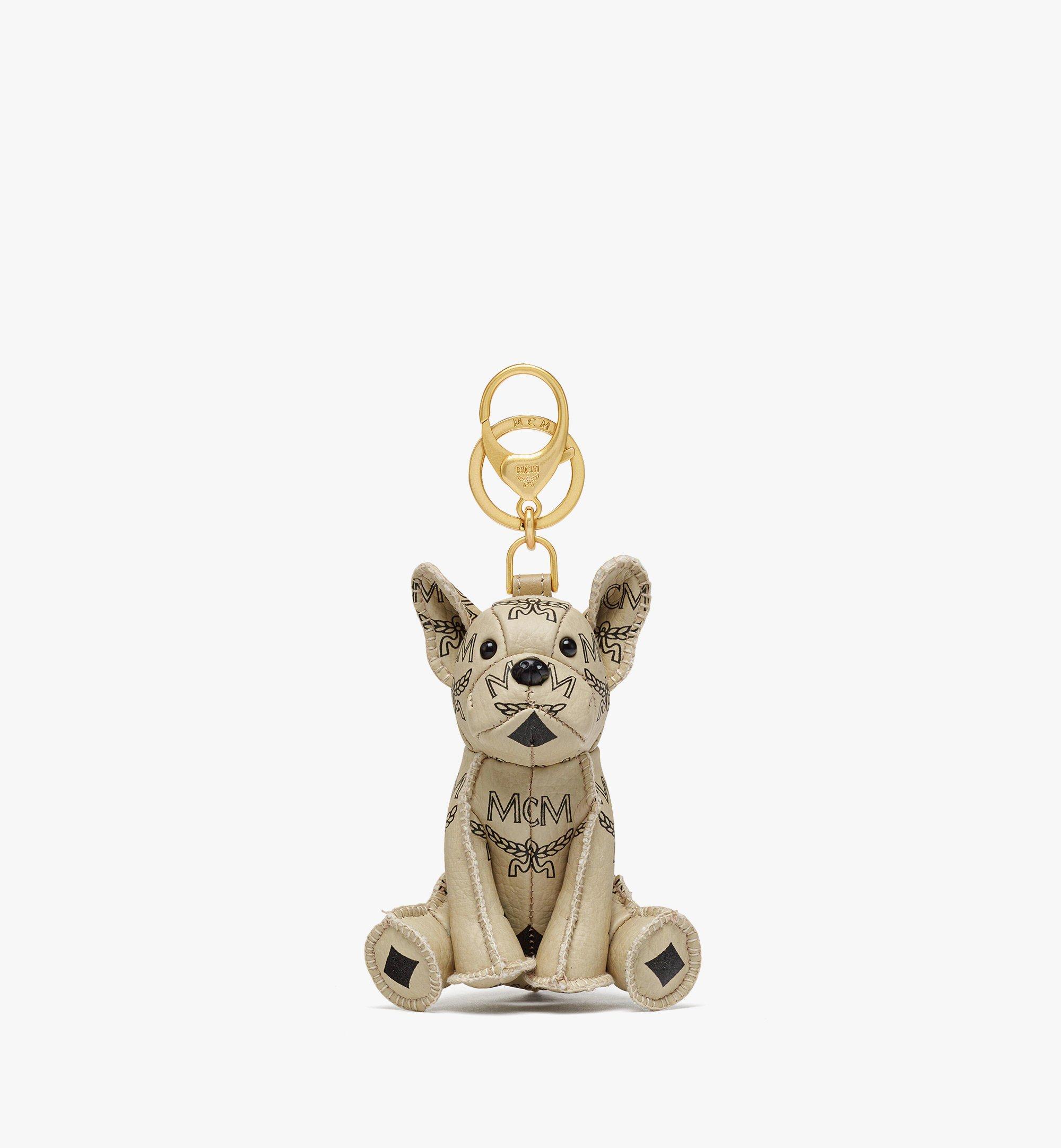 One Size Aren French Bulldog Charm in Visetos Beige | MCM ®US