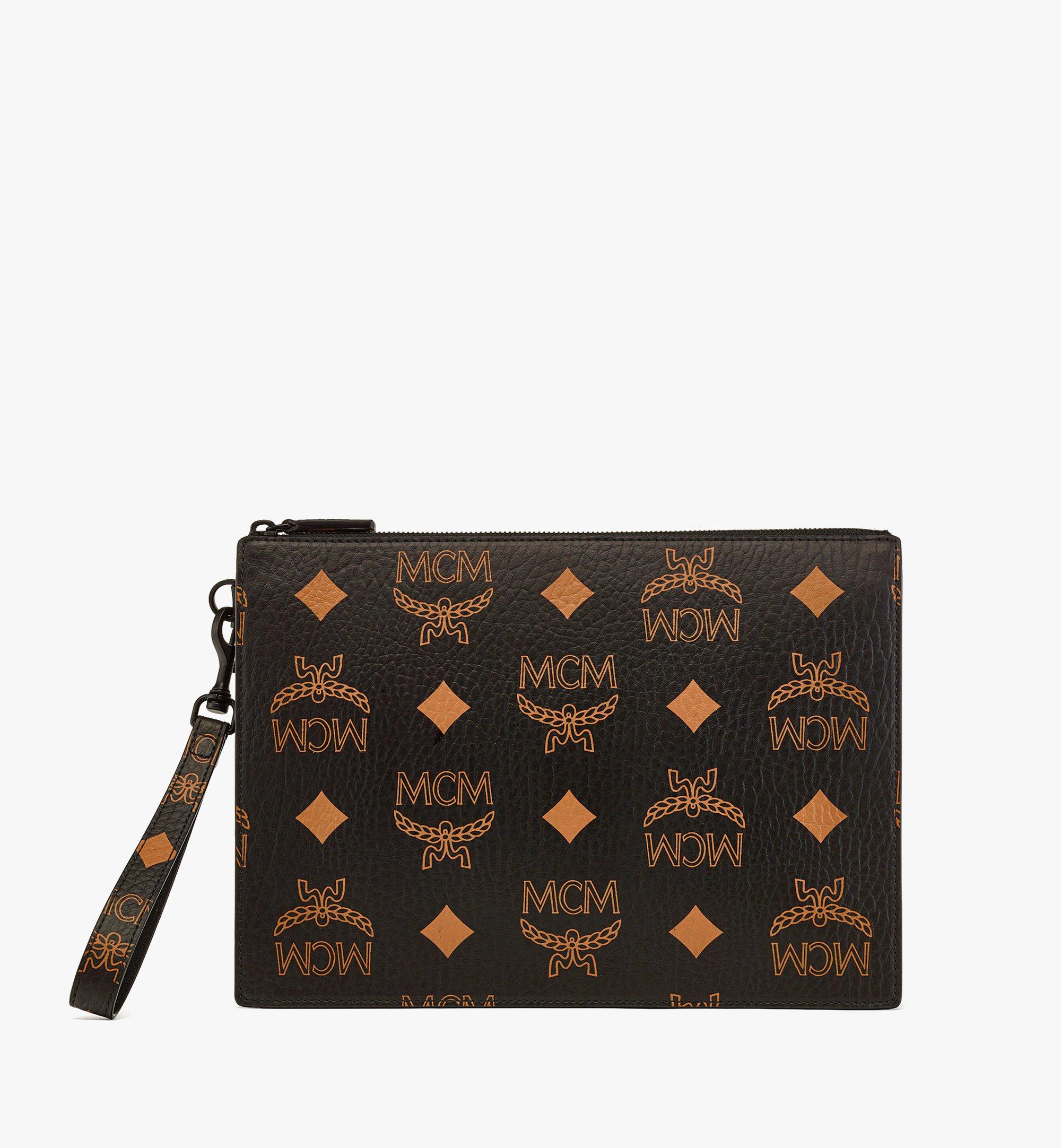 Mcm Women's Medium Aren Maxi Monogram Visetos Pouch - Black