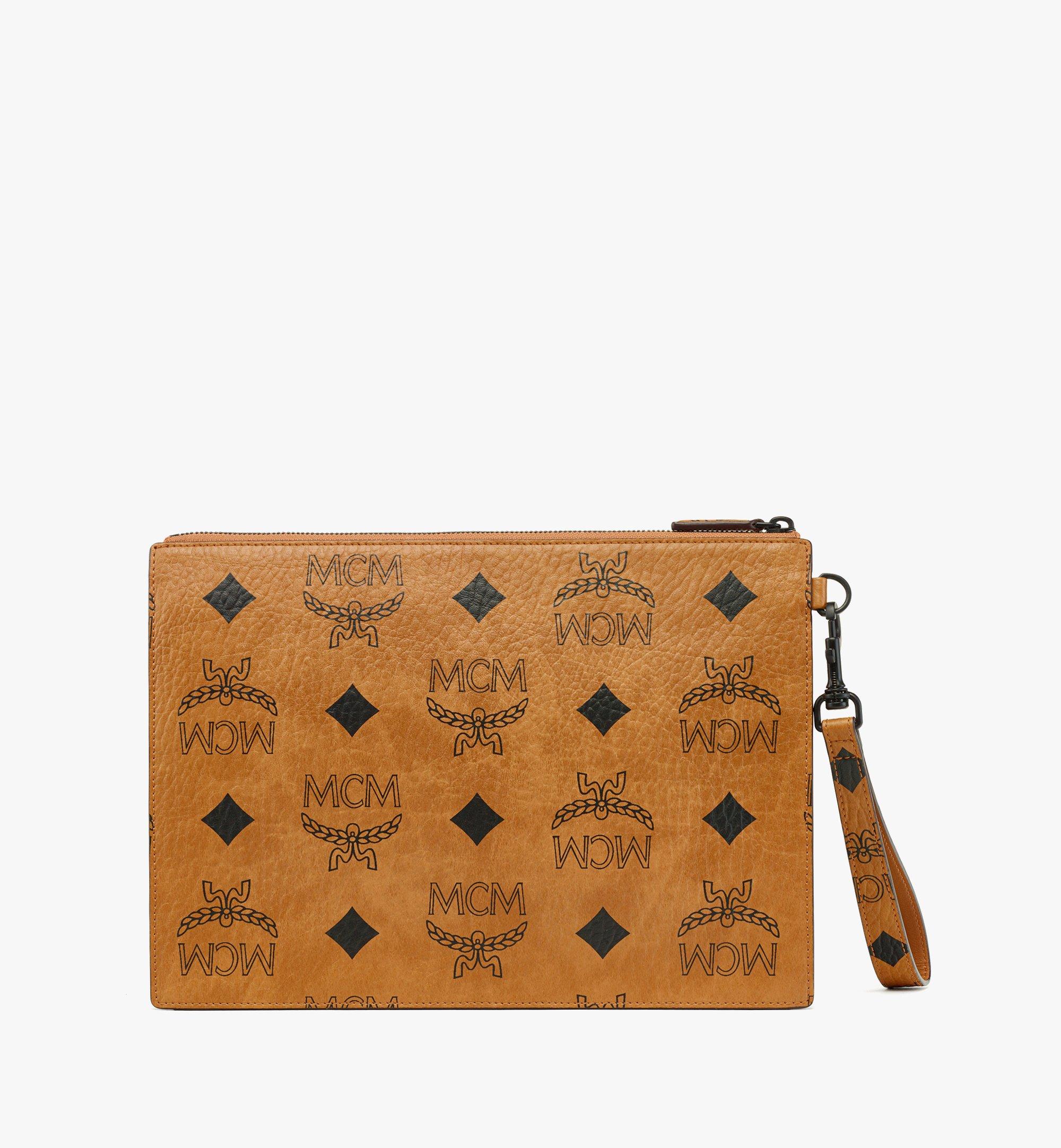 Medium Aren Wristlet Zip Pouch in Maxi Visetos Cognac | MCM ®CN