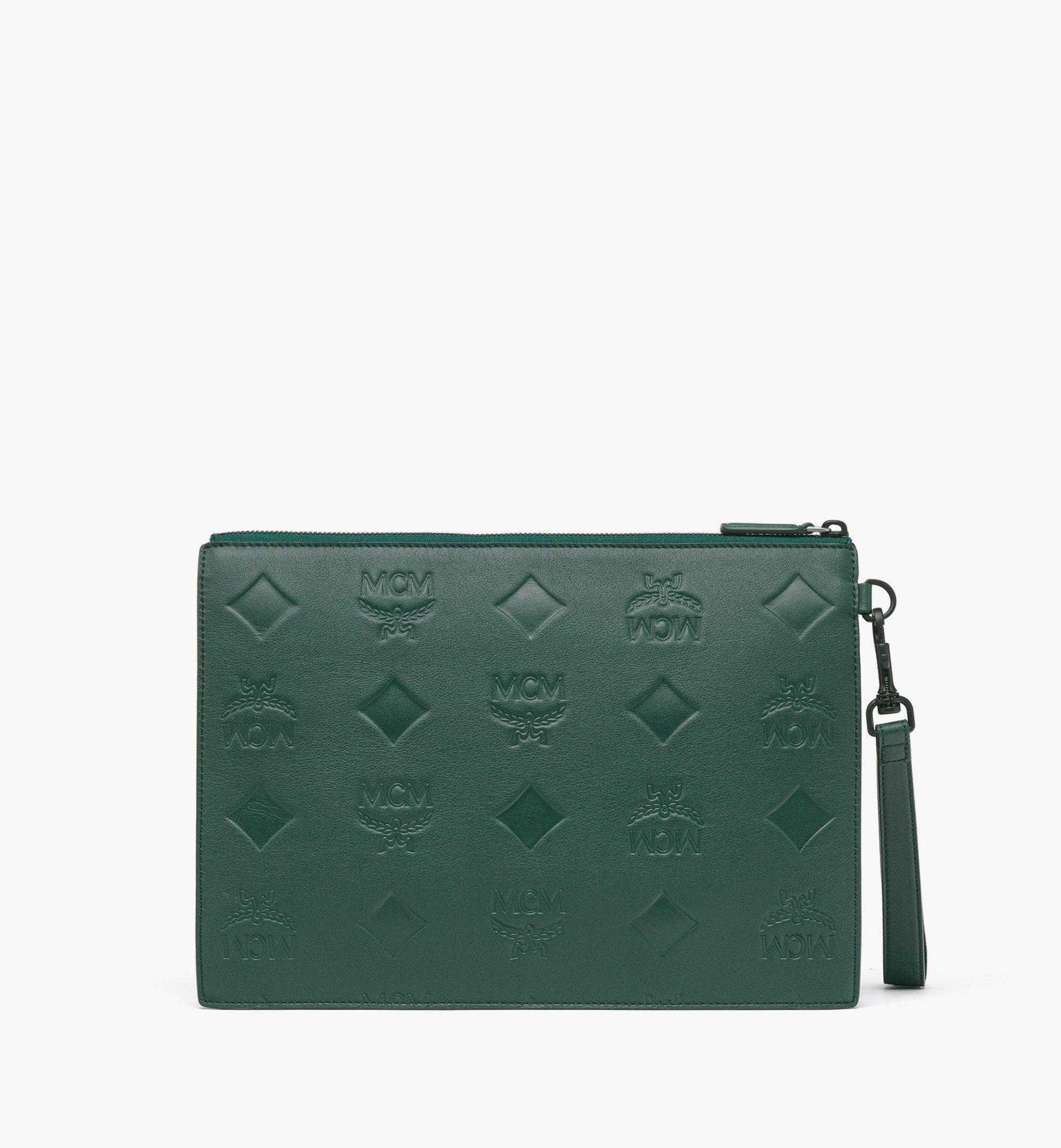 Aren Wristlet Zip Pouch in Maxi Monogram Leather