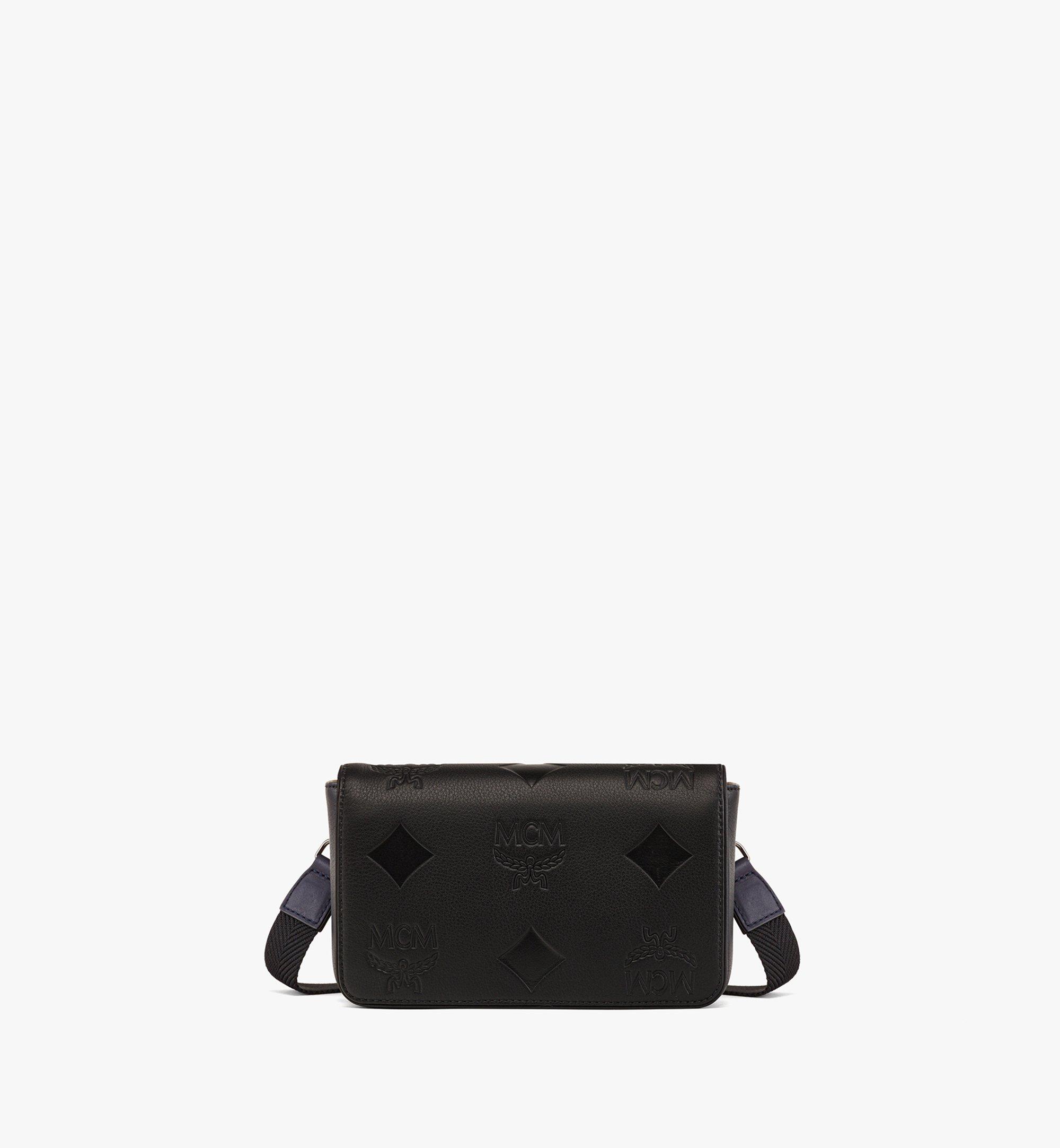 Mcm Aren Camera Bag in Maxi Monogram Leather Black Leather