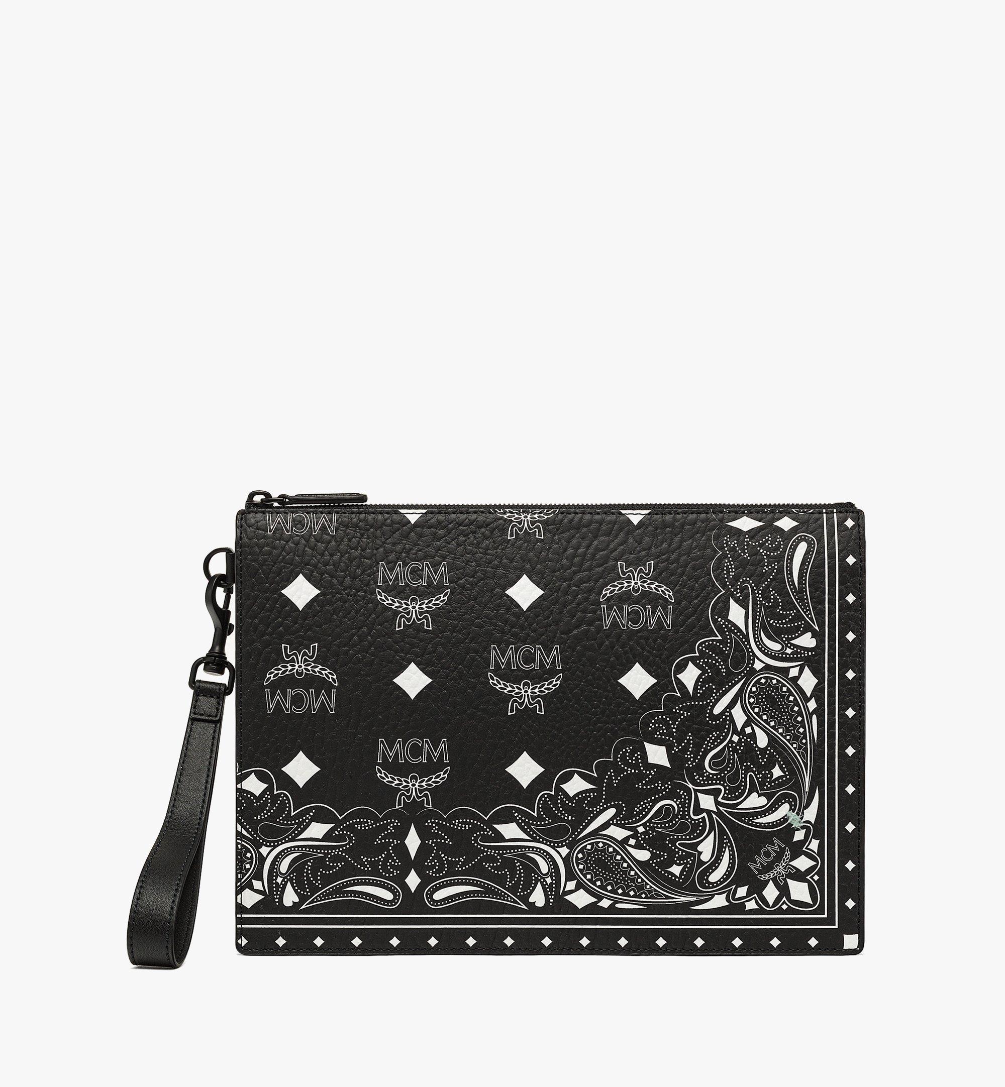 MCM Aren Medium Bandana Visetos Wristlet Pouch