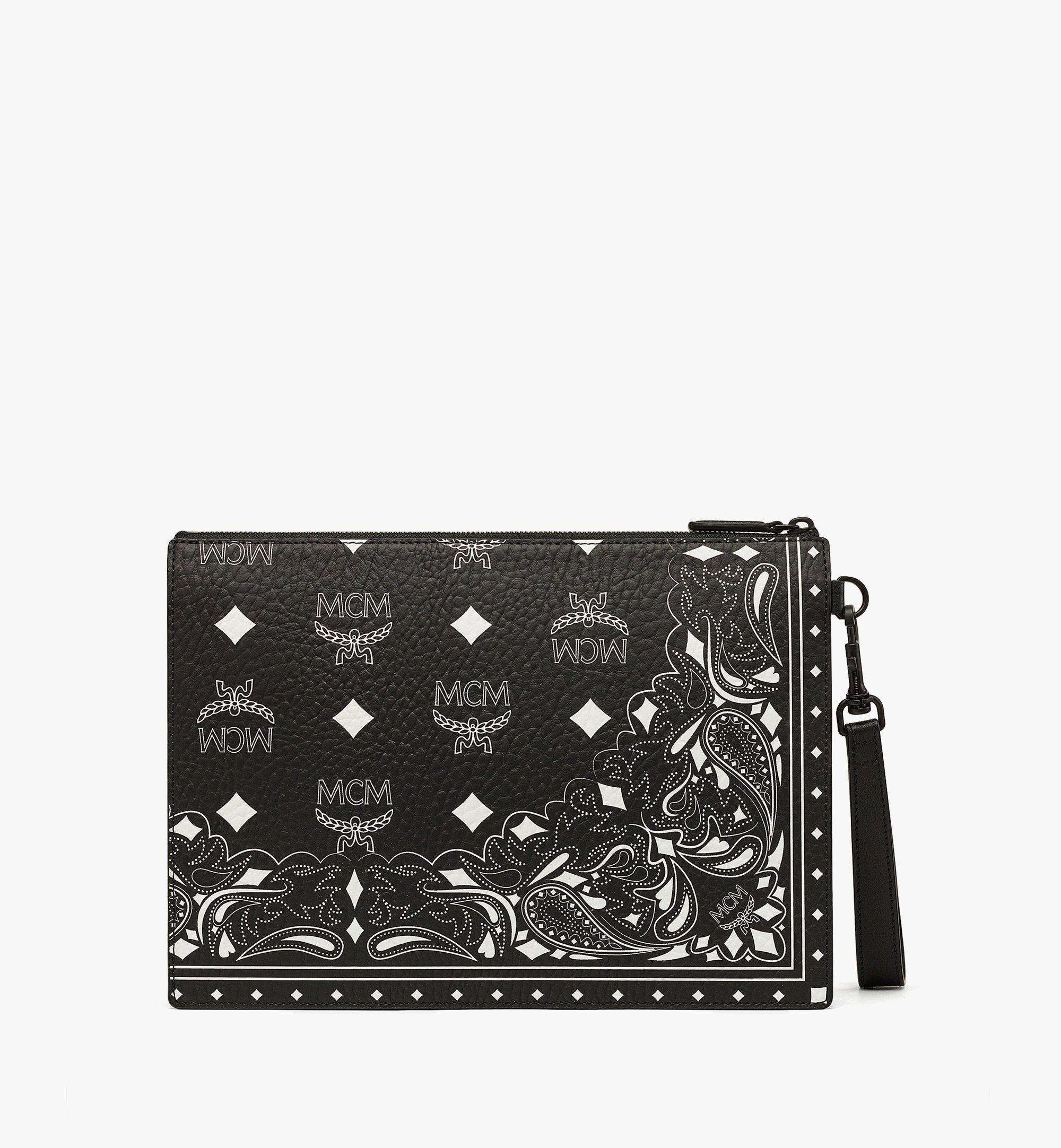 Medium Aren Wristlet Zip Pouch in Bandana Visetos Black | MCM ®US