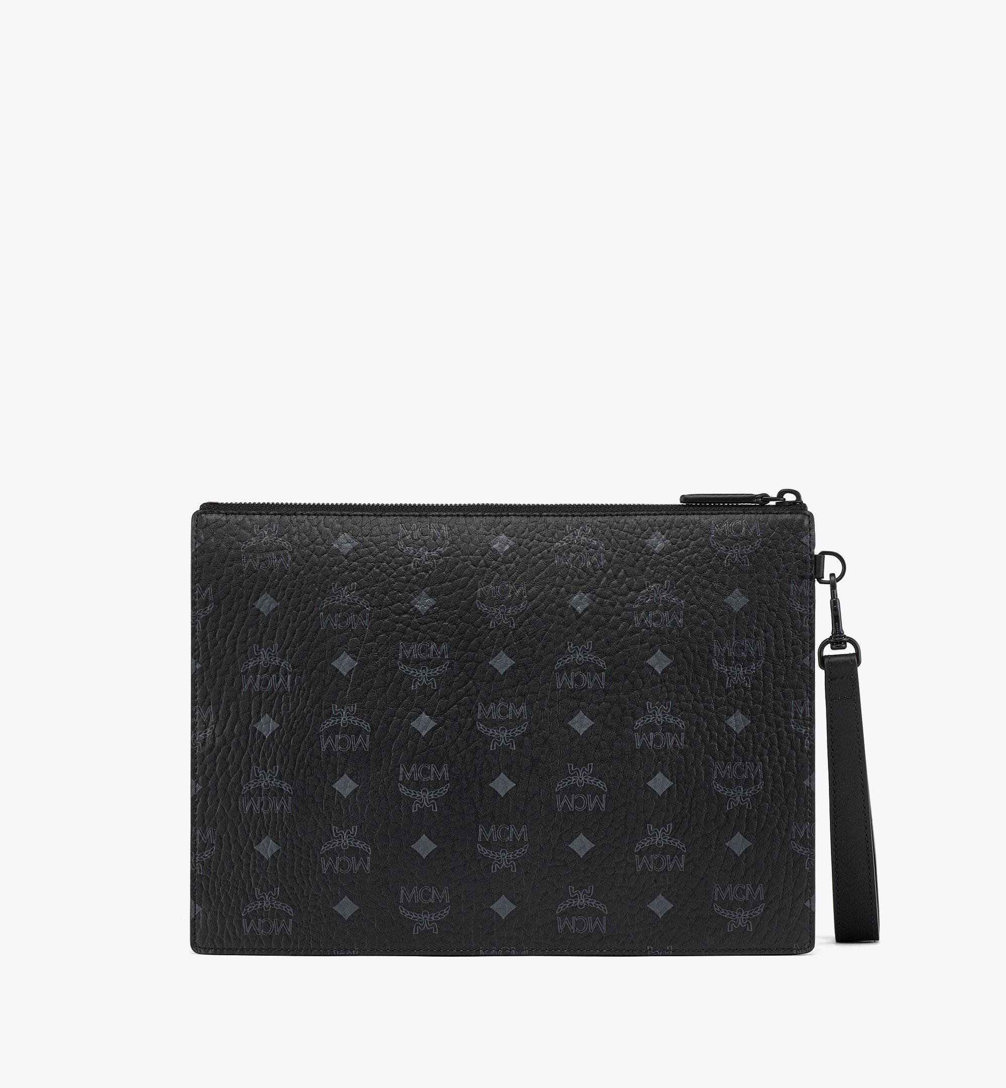 Medium Aren Wristlet Zip Pouch in Visetos Black | MCM ®US