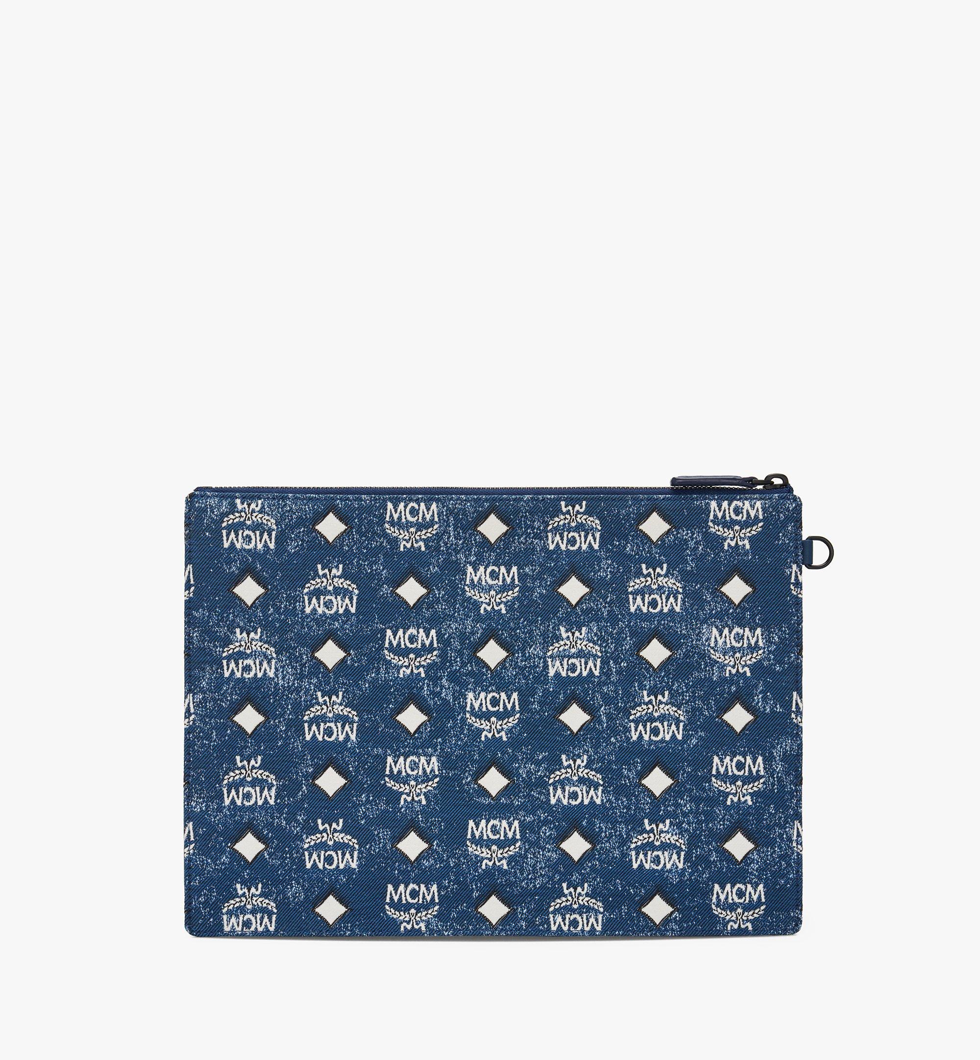 Medium Wristlet Zip Pouch in Vintage Denim Jacquard Blue | MCM ®CN