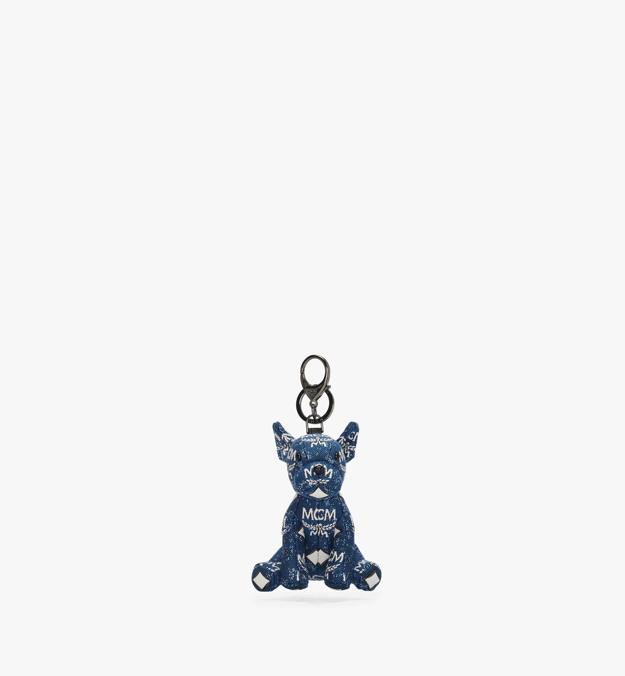 MCM M PUP CHARM IN VINTAGE DENIM JACQUARD