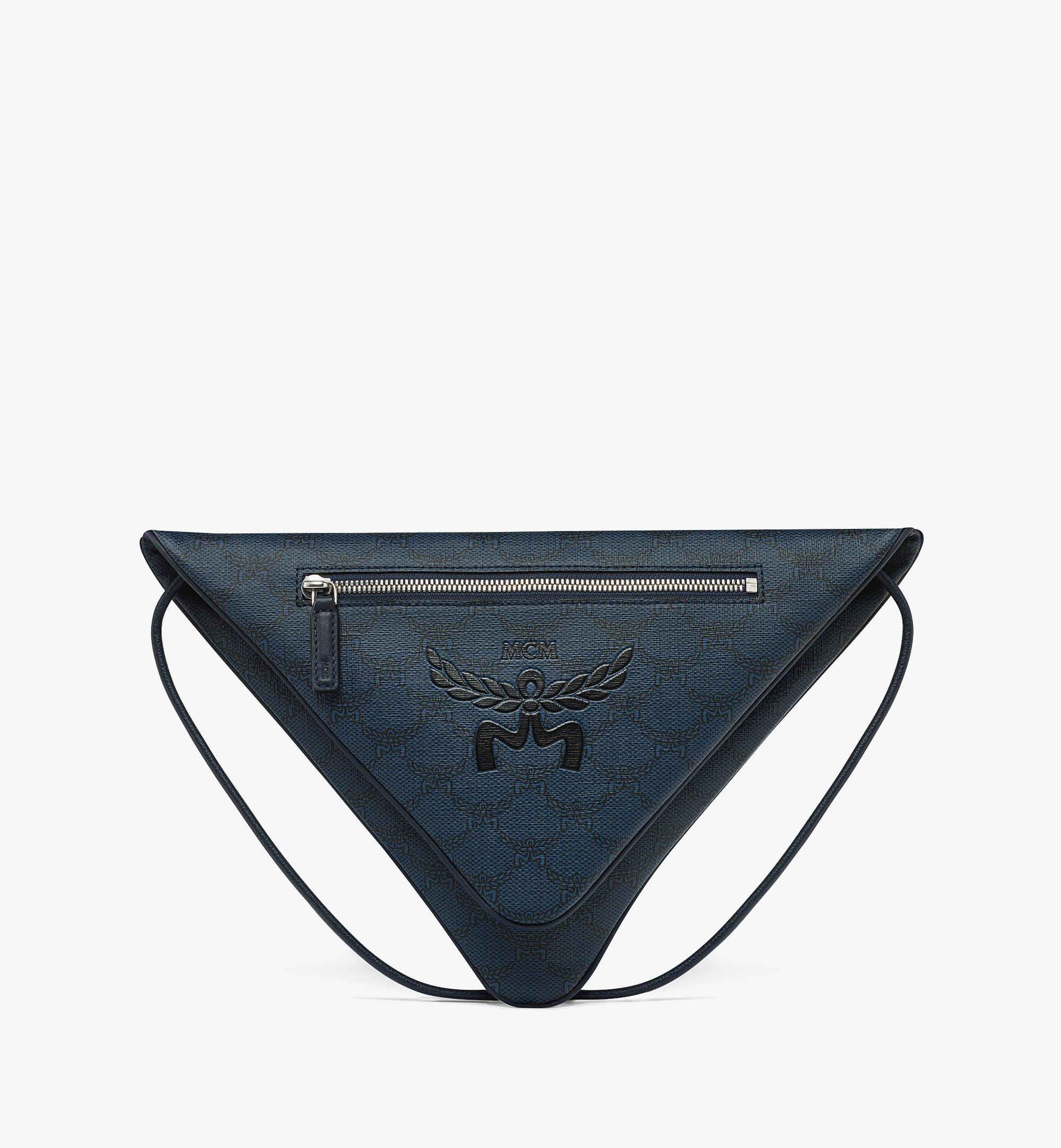 Mcm Himmel Triangle Pouch In Lauretos In Navy Blazer