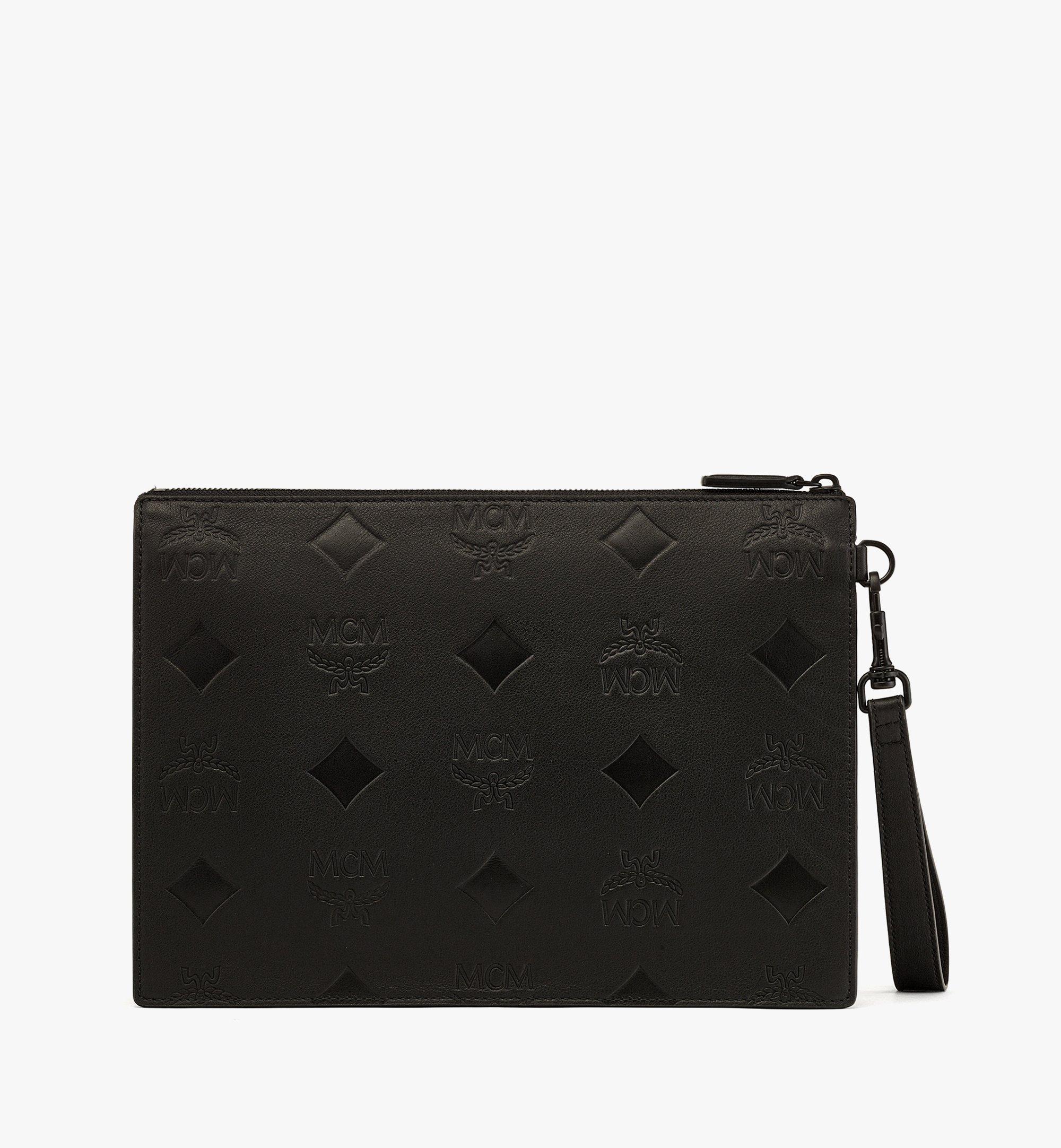 MCM Aren Wristlet Pouch in Maxi Monogram Leather Black MXZFATA13BK001 Alternate View 2