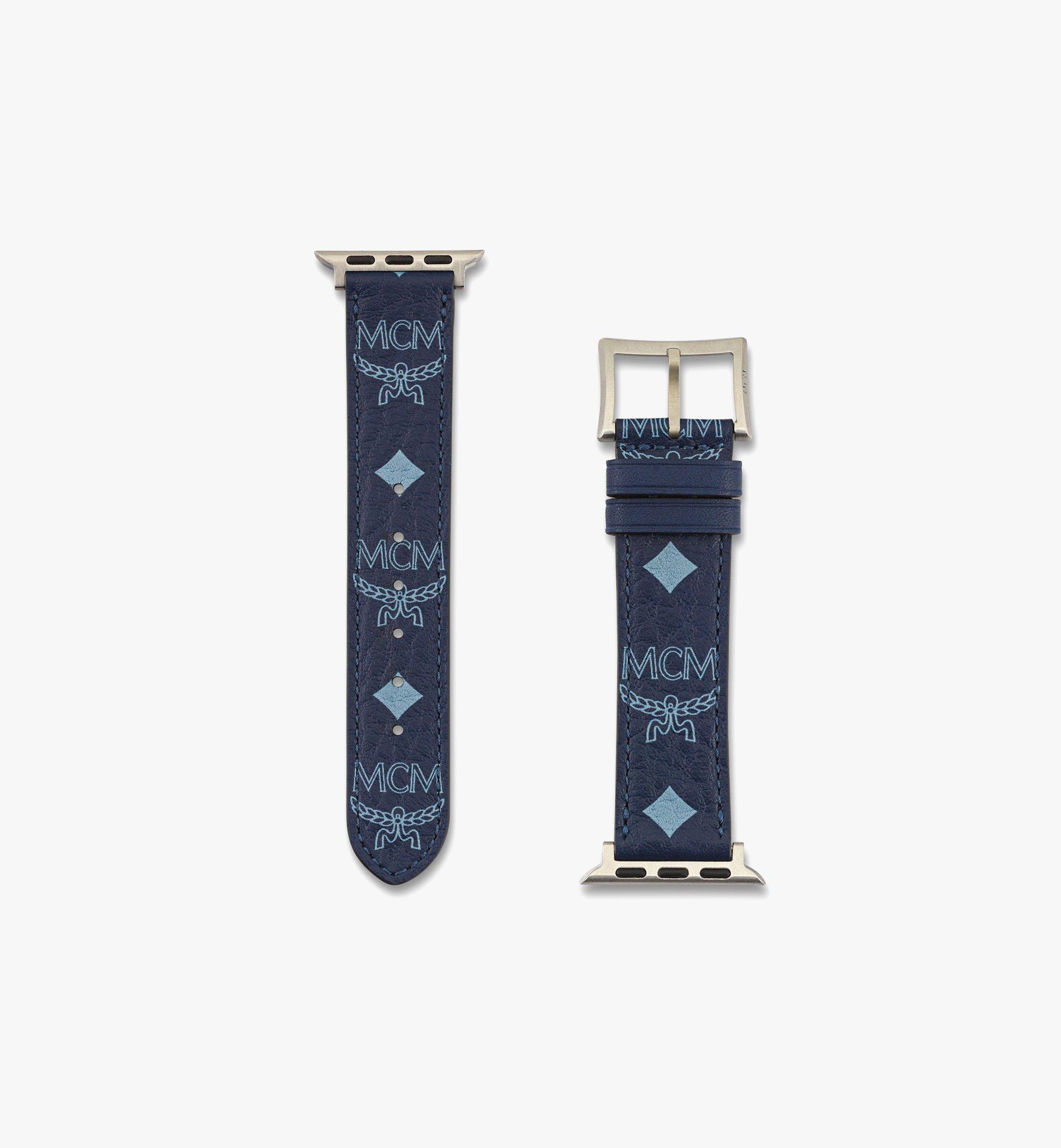 MCM 38mm Apple Watch Band in Visetos Blue MXZFATT041F001 Alternate View 1