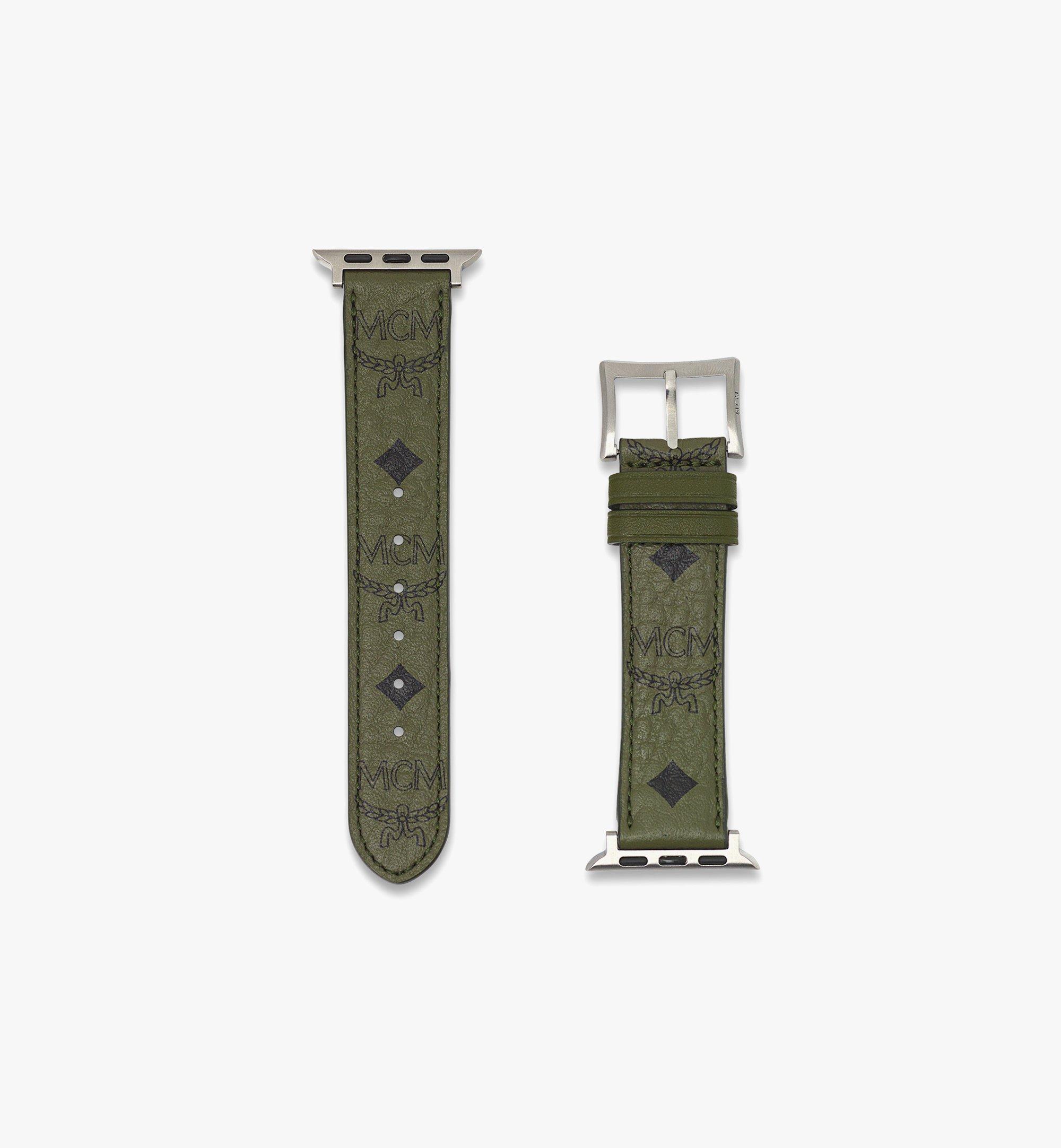 MCM 38mm Apple Watch Band in Visetos Green MXZFATT04K8001 Alternate View 1