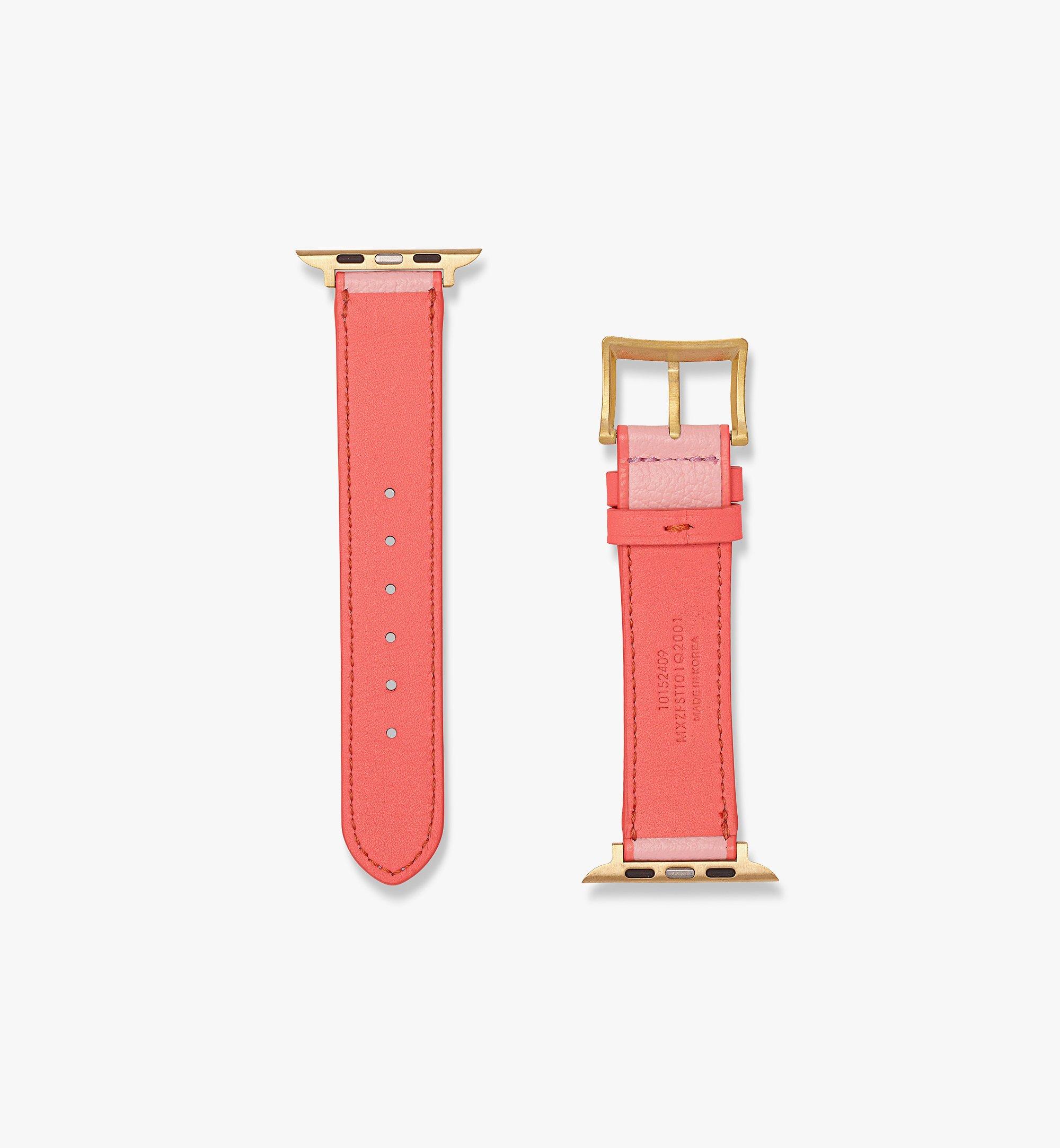 MCM Apple Watch Band in Embossed Leather Pink MXZFSTT01Q2001 Alternate View 2