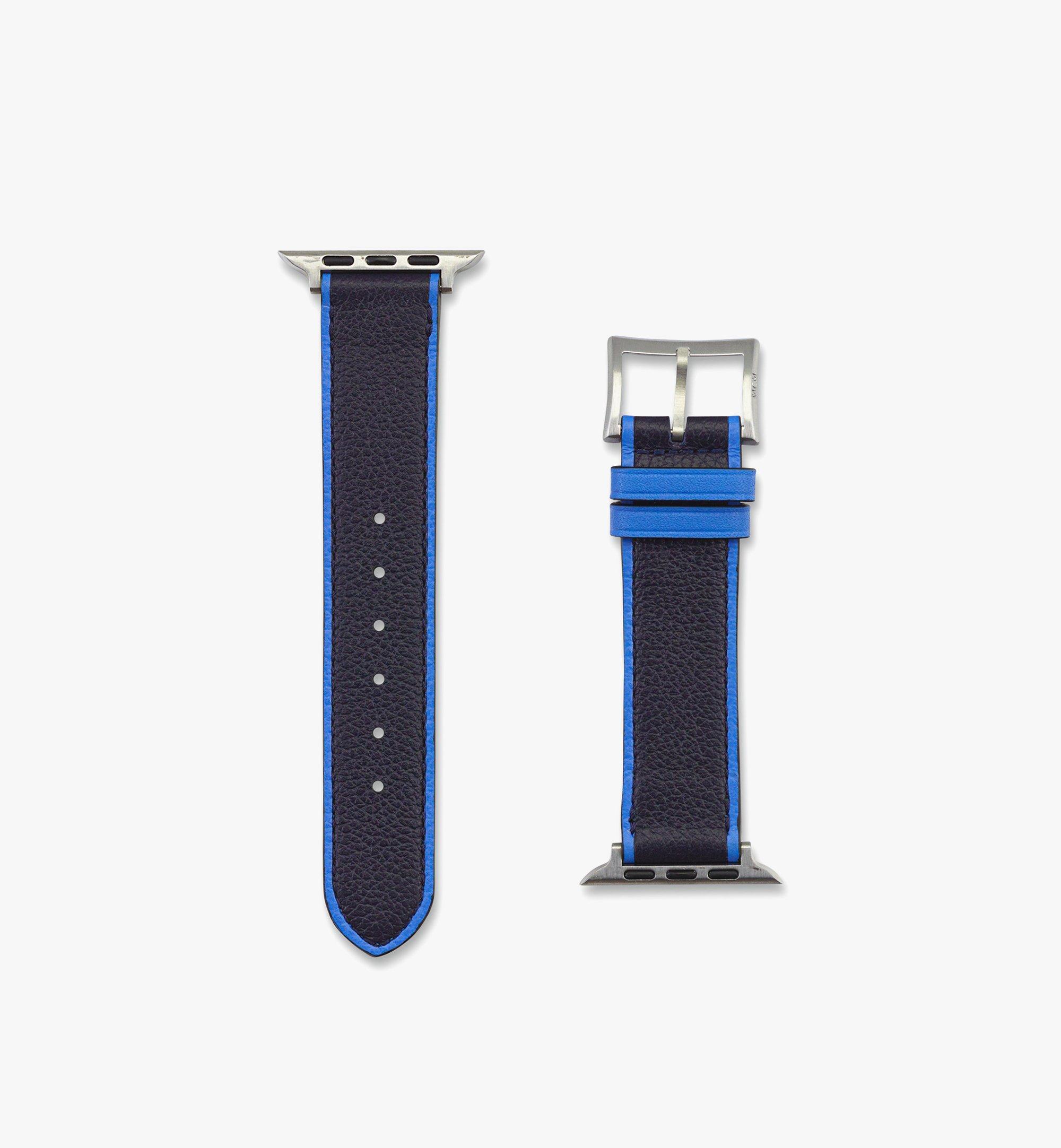 MCM 38mm Apple Watch Band in Embossed Leather Blue MXZFSTT01VC001 Alternate View 1