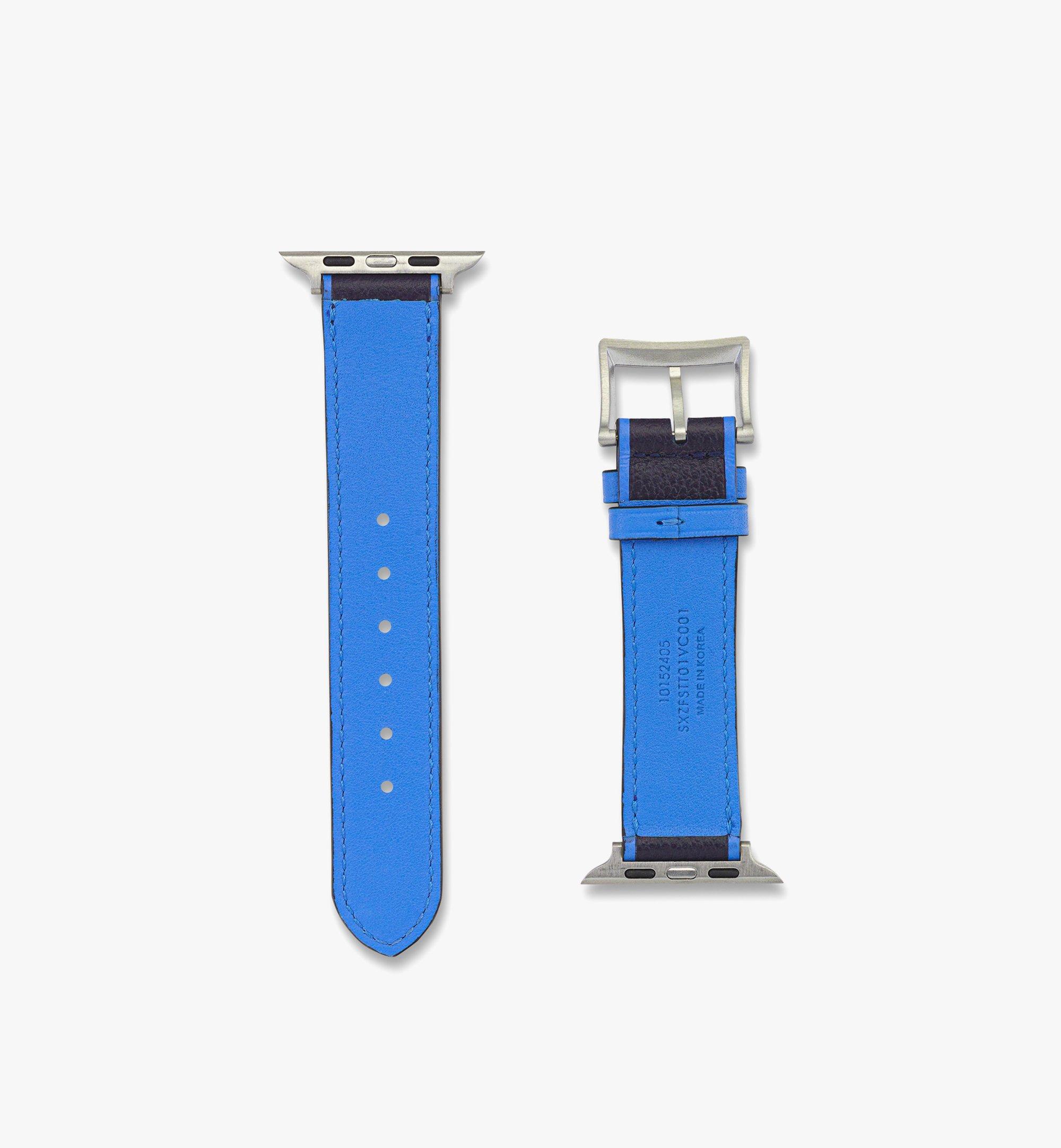 MCM 38mm Apple Watch Band in Embossed Leather Blue MXZFSTT01VC001 Alternate View 2
